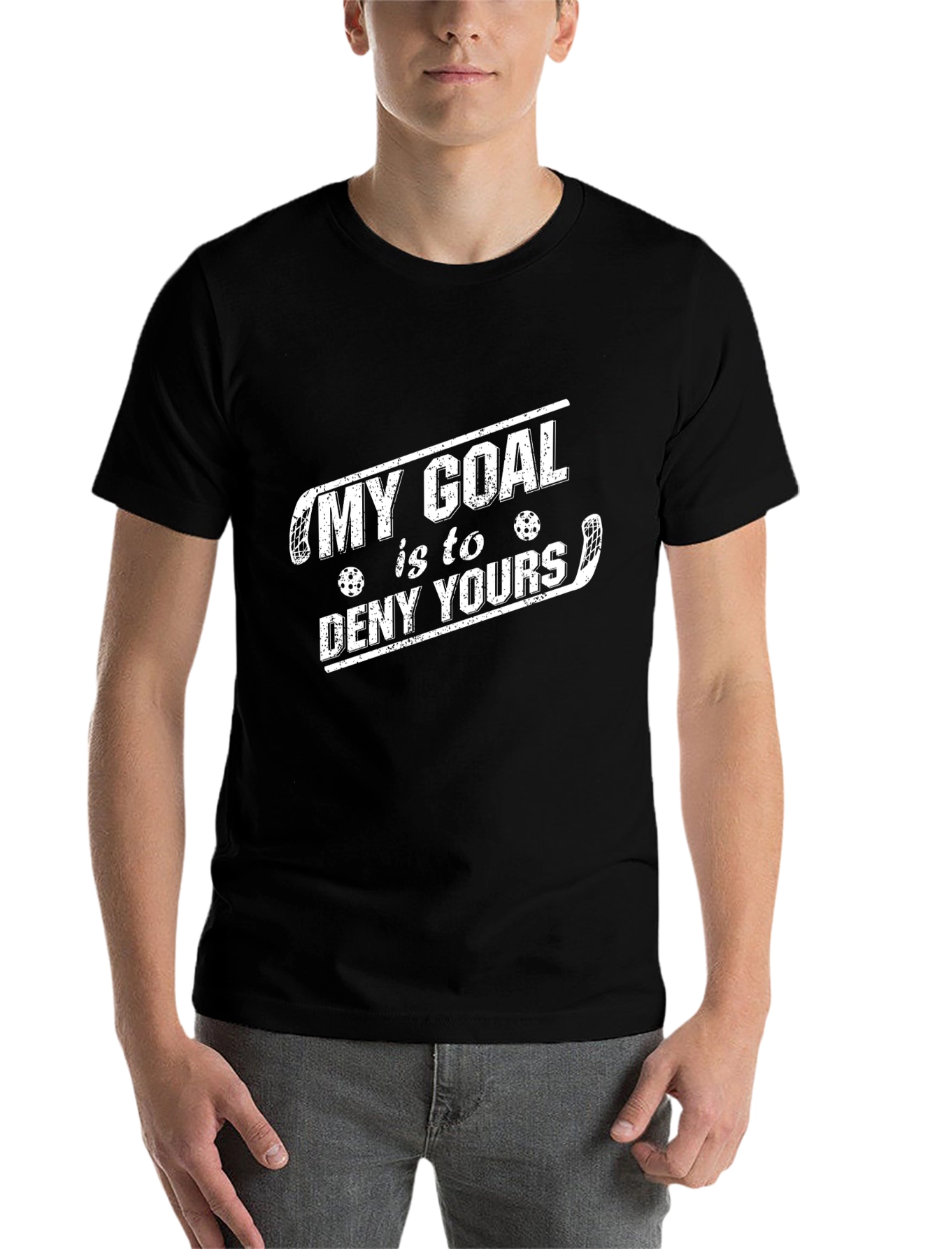 Black Funny Hockey Goal T-Shirt view 7