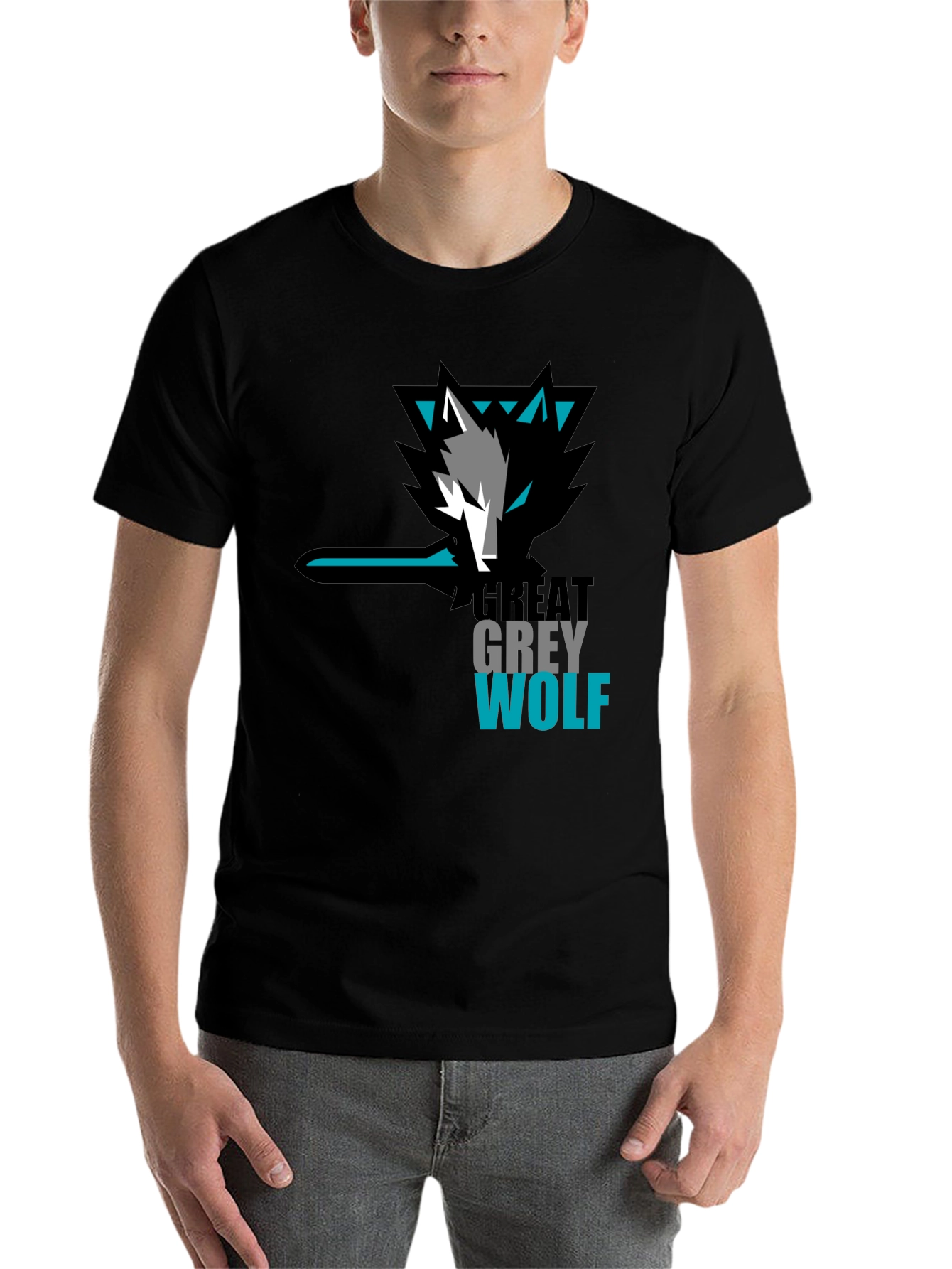 Black Great Grey Wolf Graphic T-Shirt view 7