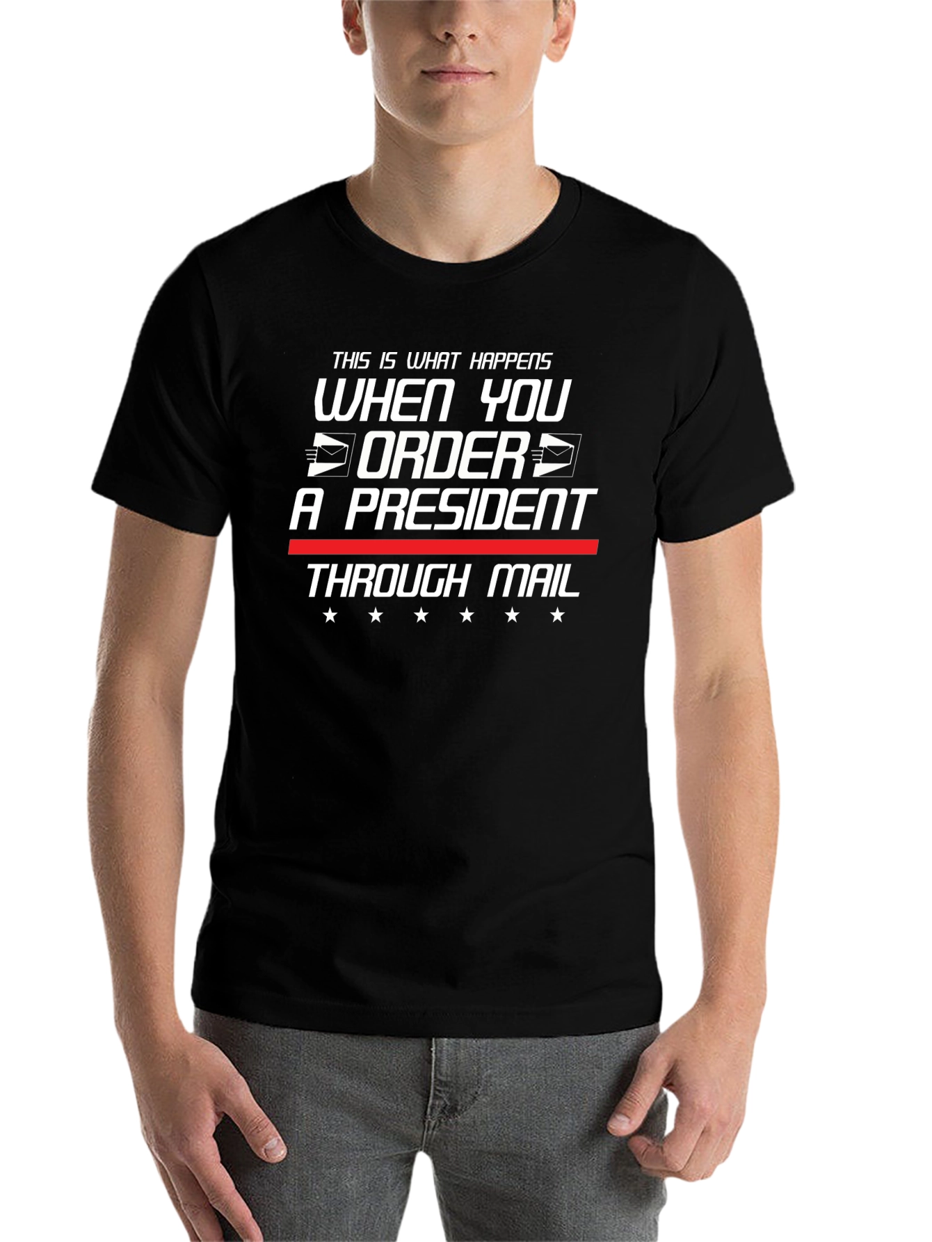 Black Order a President Through Mail T-Shirt view 7