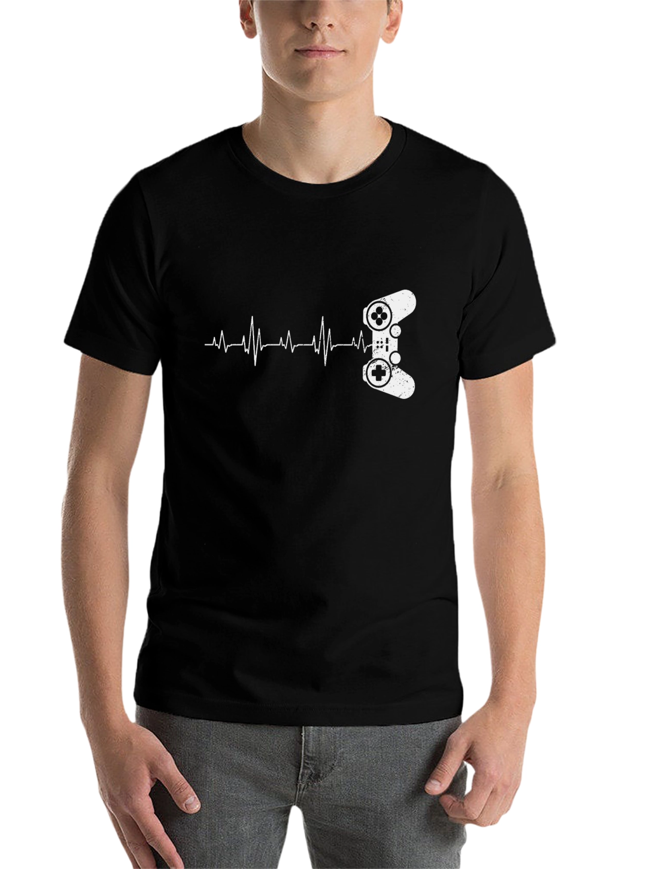 Black Gamer Heartbeat T-Shirt - Black Graphic Tee view 7