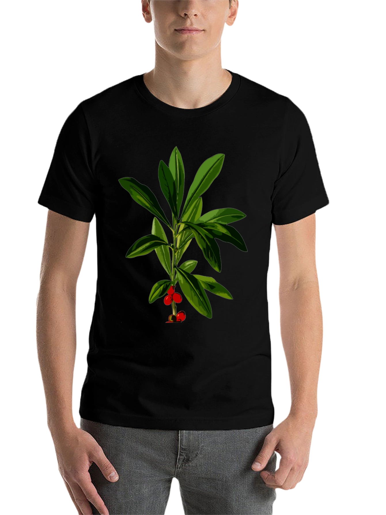 Black Botanical Print Black T-Shirt view 7