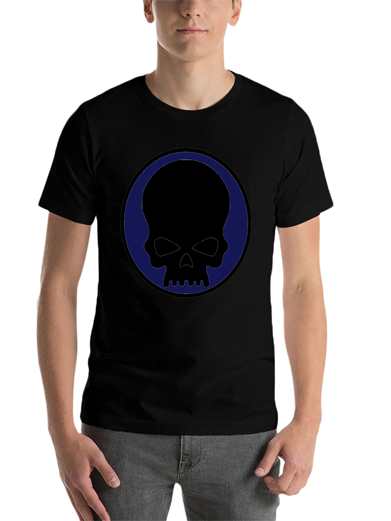Black Skull Graphic Tee - Black Crew Neck Casual Shirt view 7