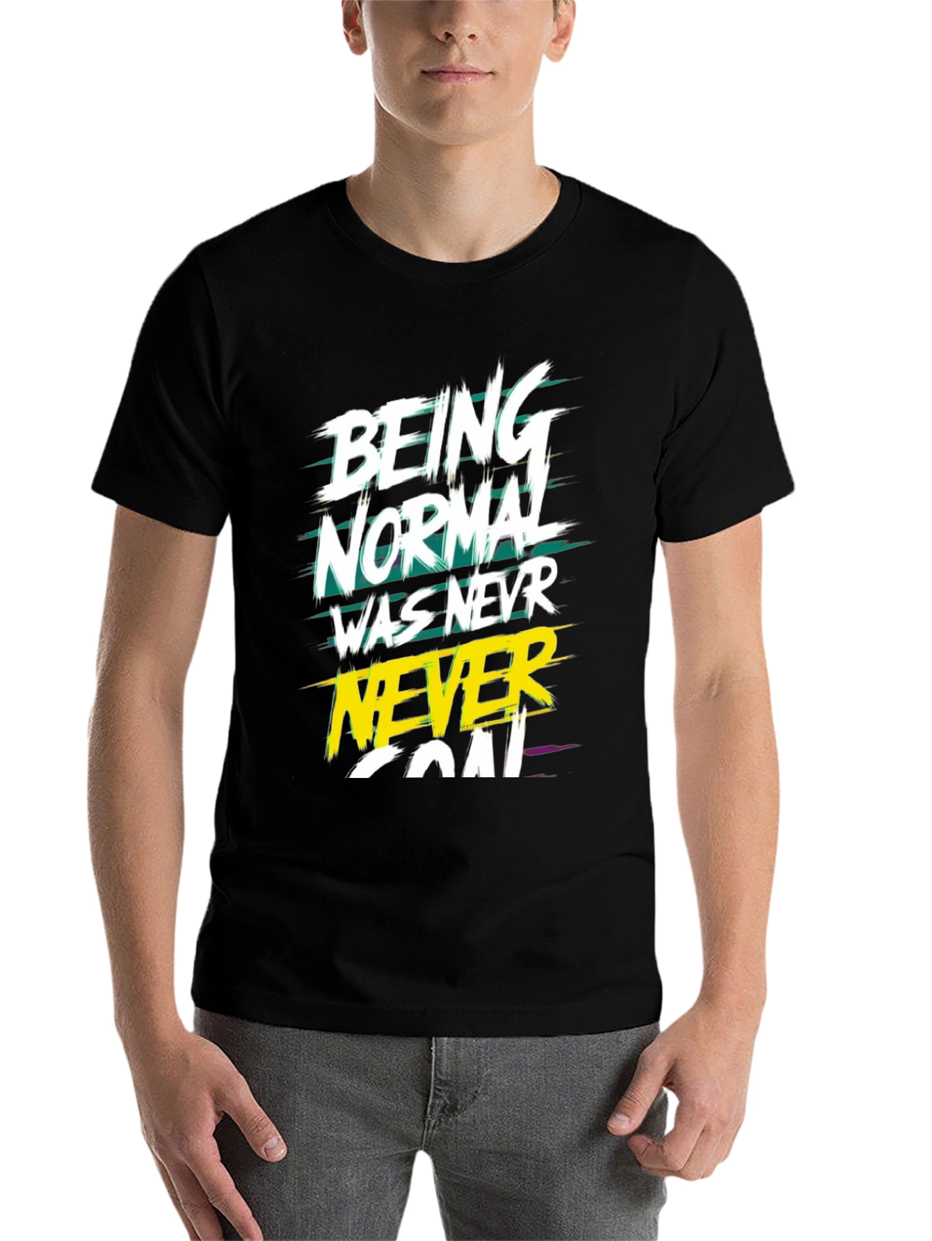 Black Being Normal Graphic T-Shirt - Black Tee view 7