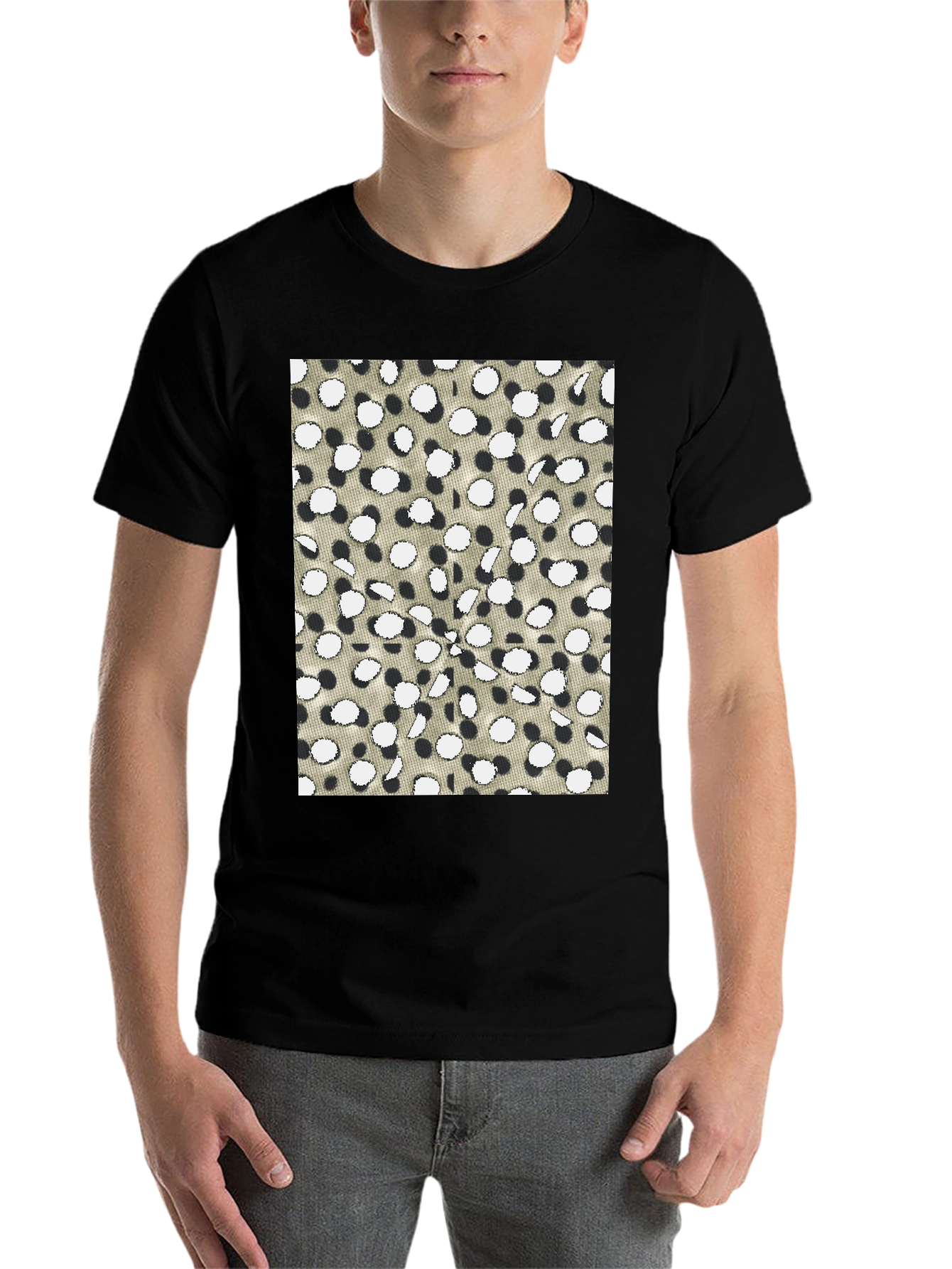 Black Abstract Print Crew Neck T-Shirt view 7