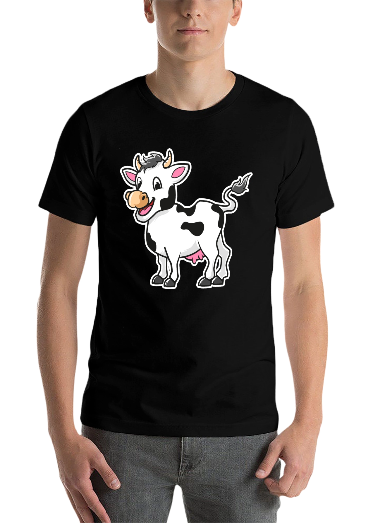 Black Cow Graphic Print Black T-Shirt view 7