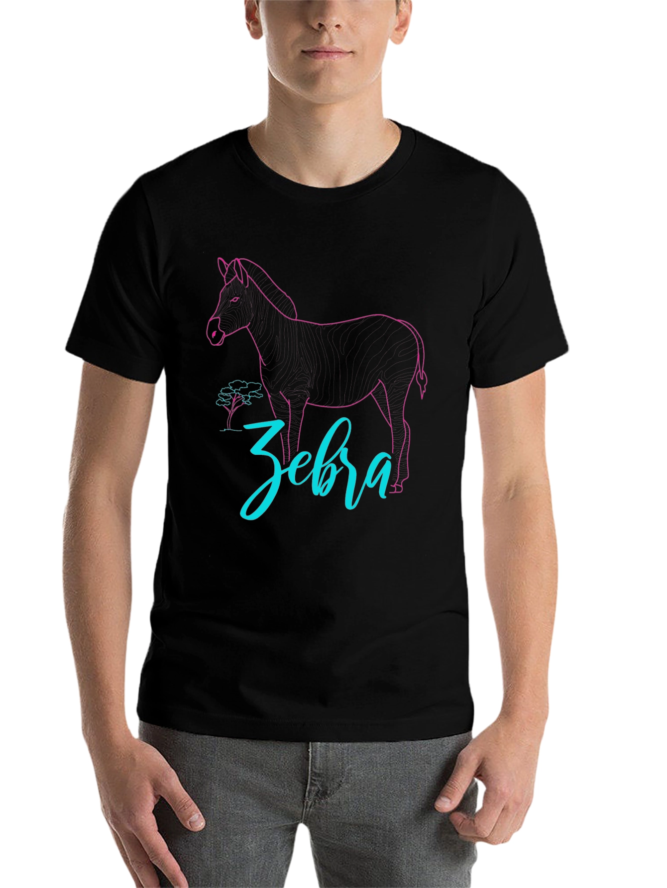 Black Zebra Graphic Tee - Cool Animal Design view 7