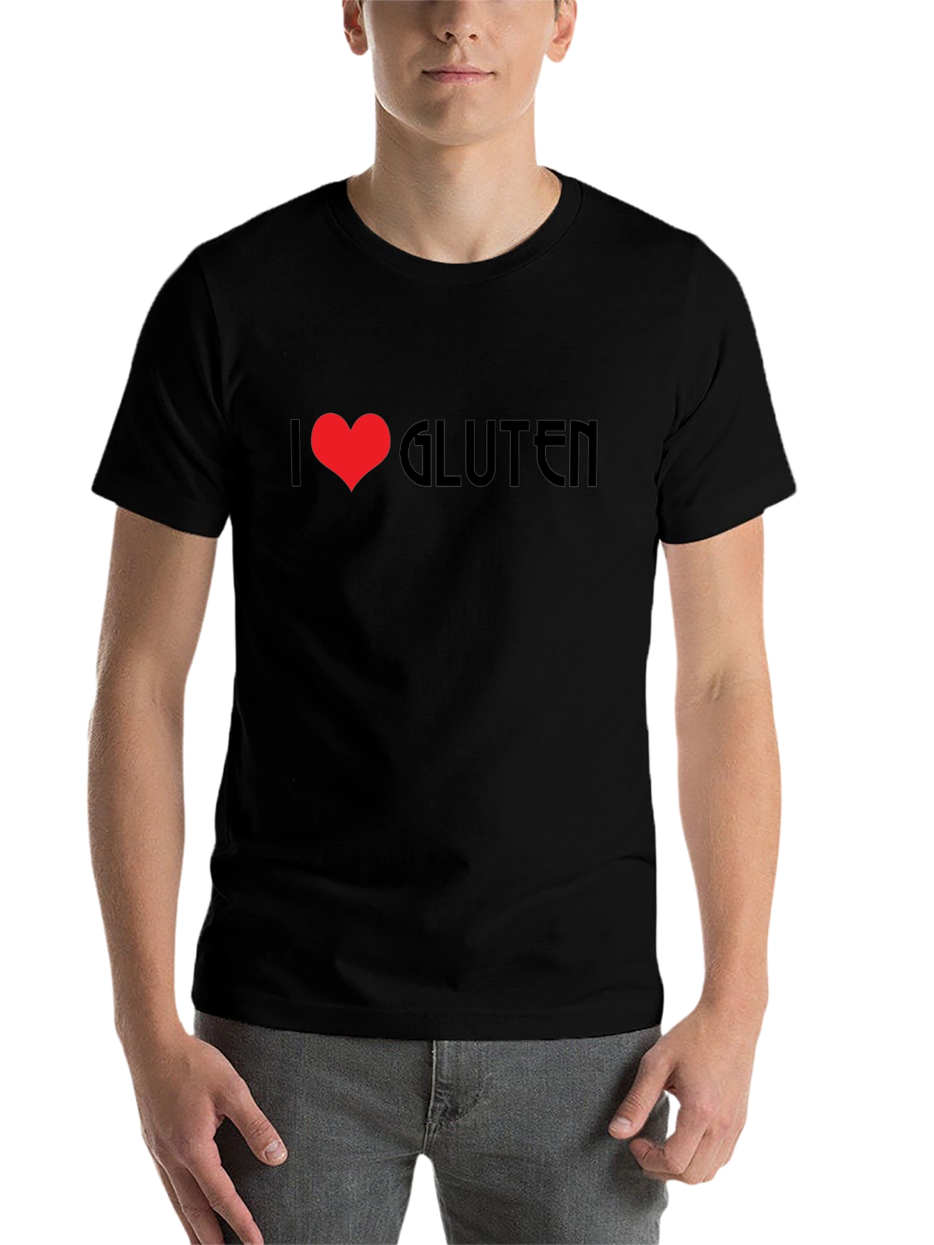 Black I Heart Gluten Black T-Shirt Novelty Graphic Tee view 7