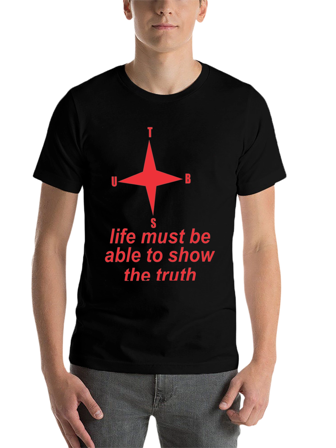 Black Truth Compass Graphic Tee - Unisex Black T-Shirt view 7