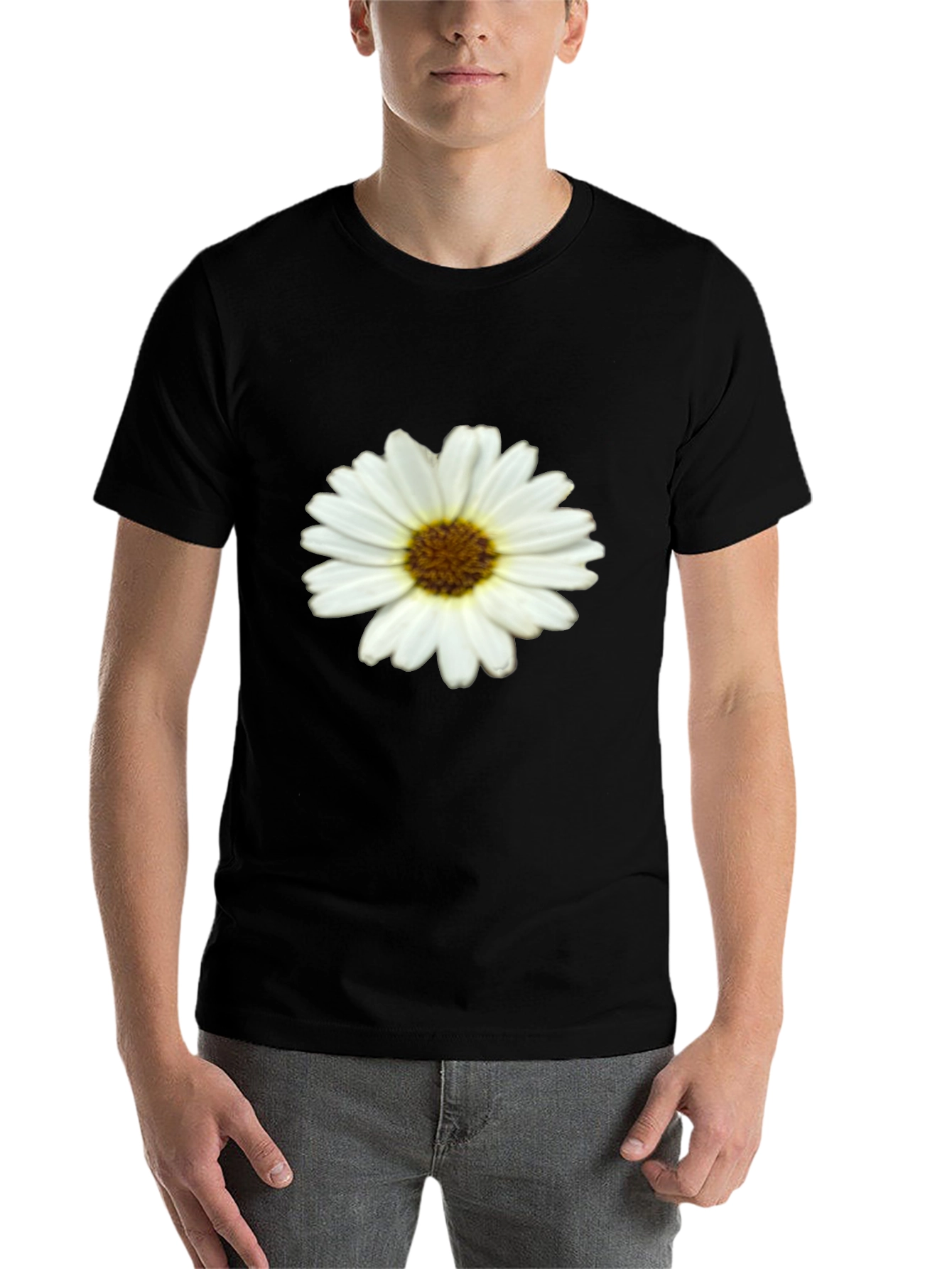Black Daisy Graphic Print Black T-Shirt view 7