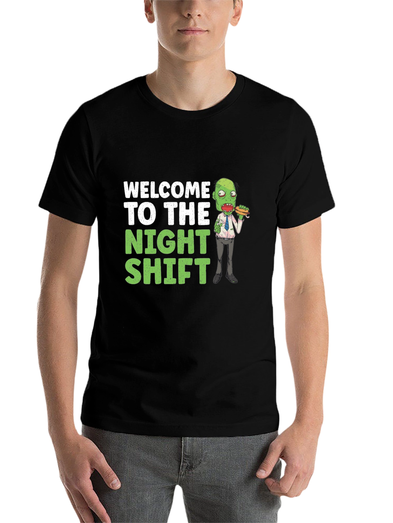 Black Welcome To The Night Shift Zombie T-Shirt view 7