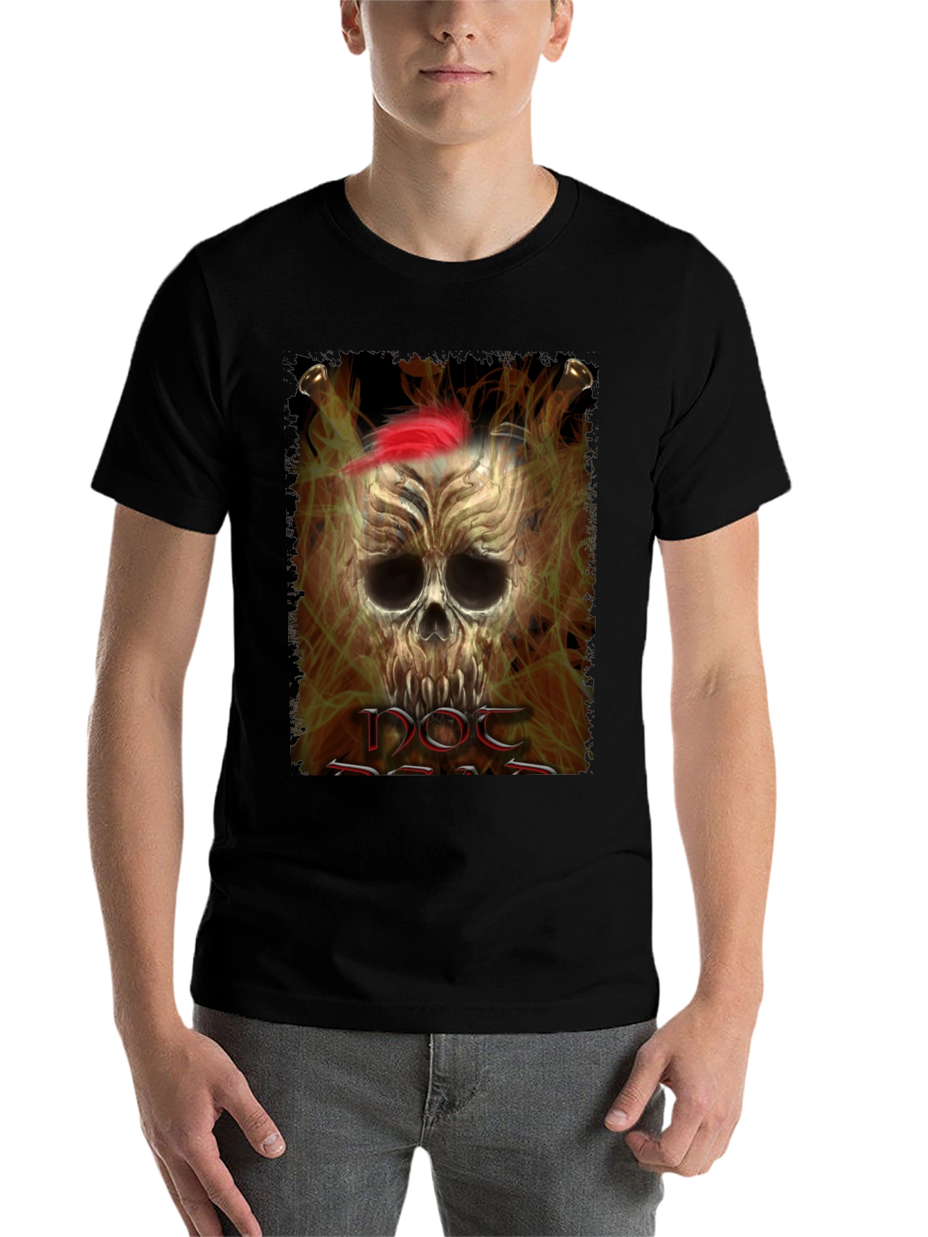 Black Skull Pirate Graphic Tee - Black Cotton T-Shirt view 7
