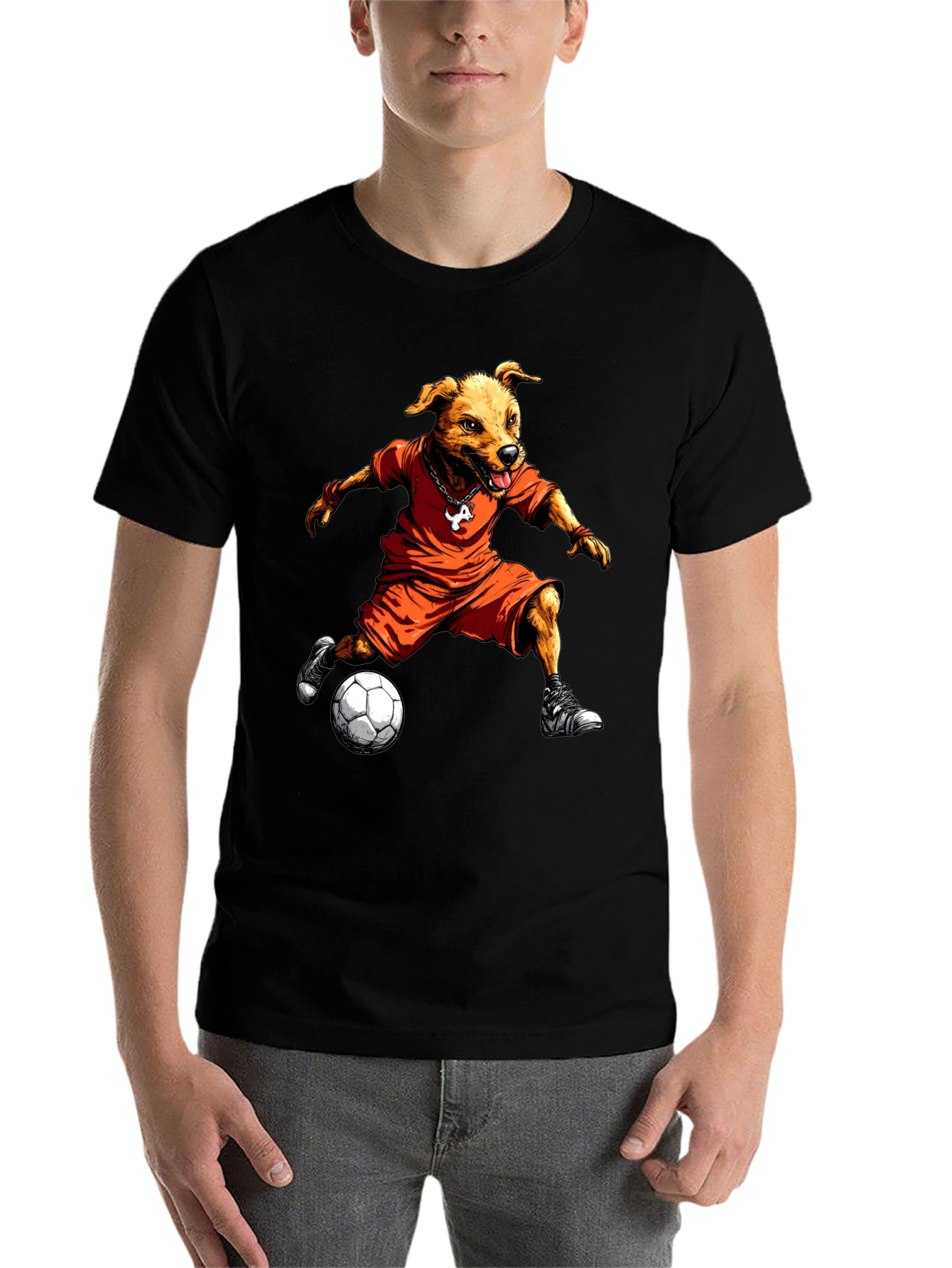 Black Dog Soccer Player Graphic T-Shirt view 7