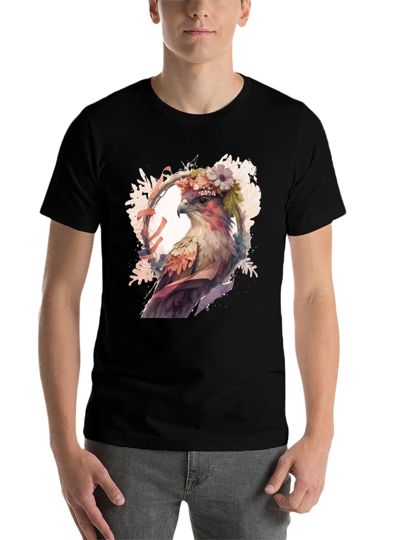 Hawk Floral Crown Graphic Tee - Stylish Bird Lover Shirt - 7