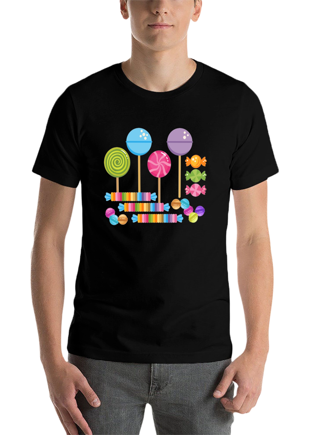 Black Candy Lollipop T-Shirt: Sweet Treat Design view 7