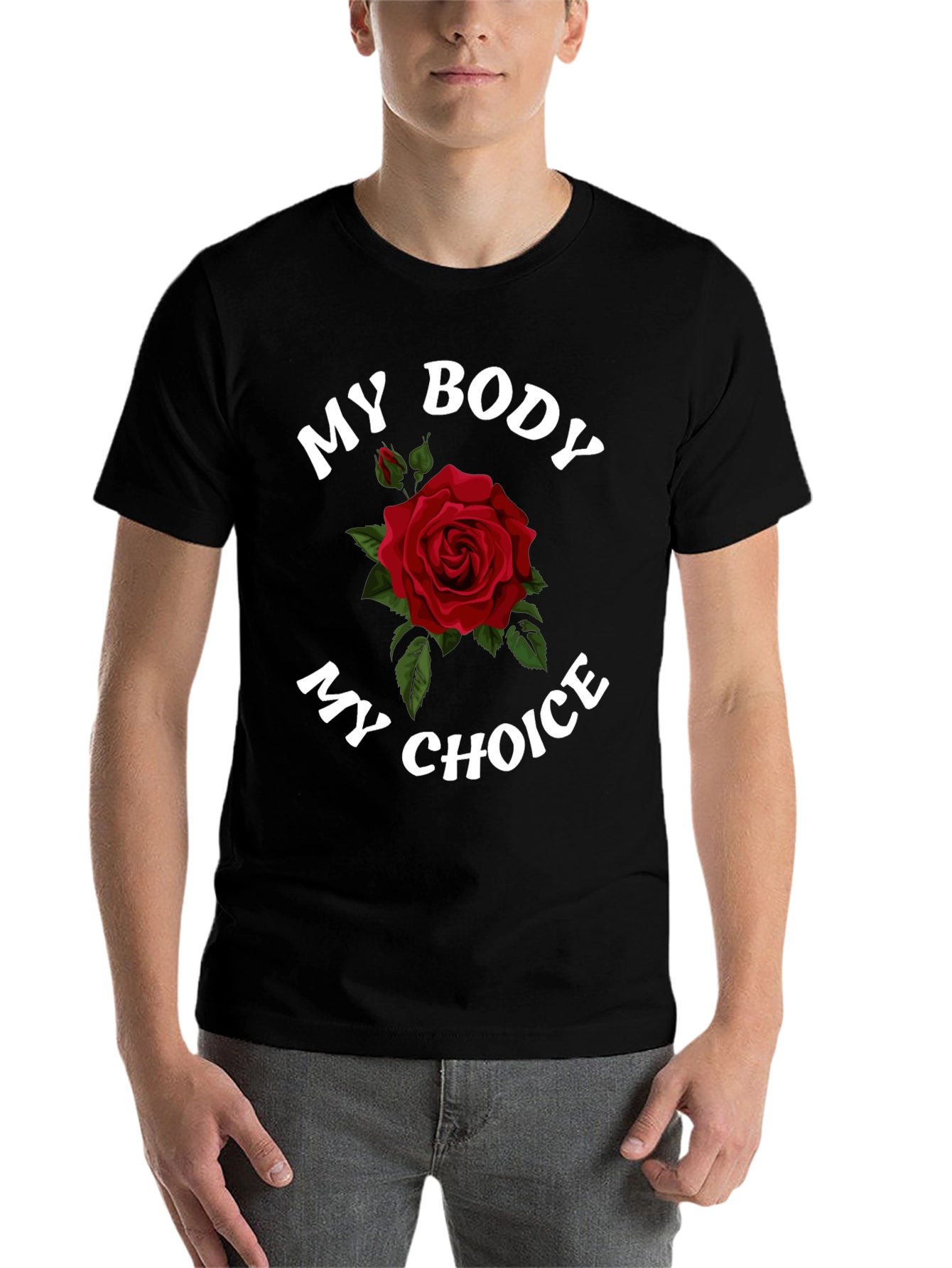 Black My Body My Choice Rose Graphic T-Shirt view 7