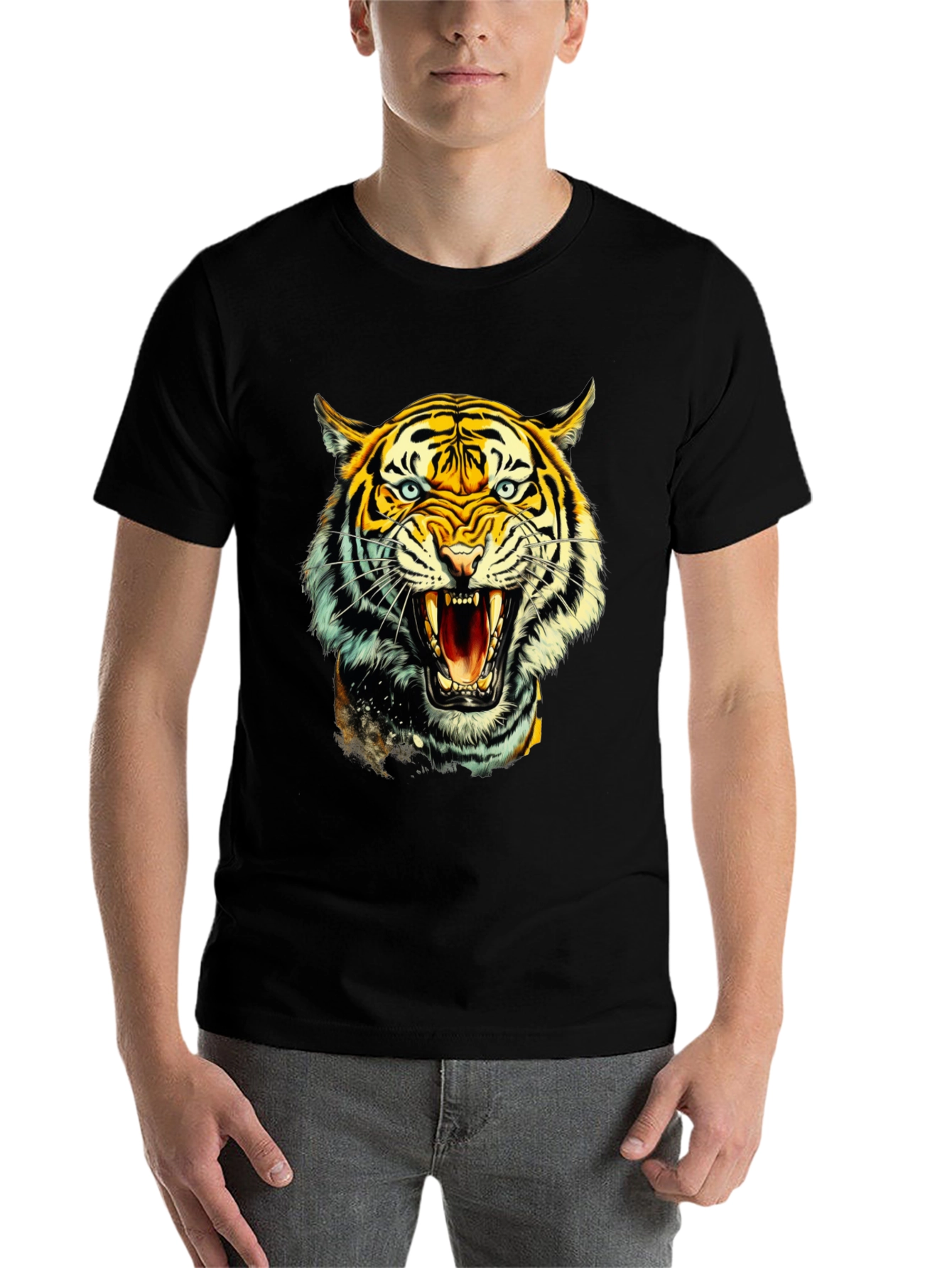 Black Roaring Tiger Graphic Tee - Bold & Fierce view 7