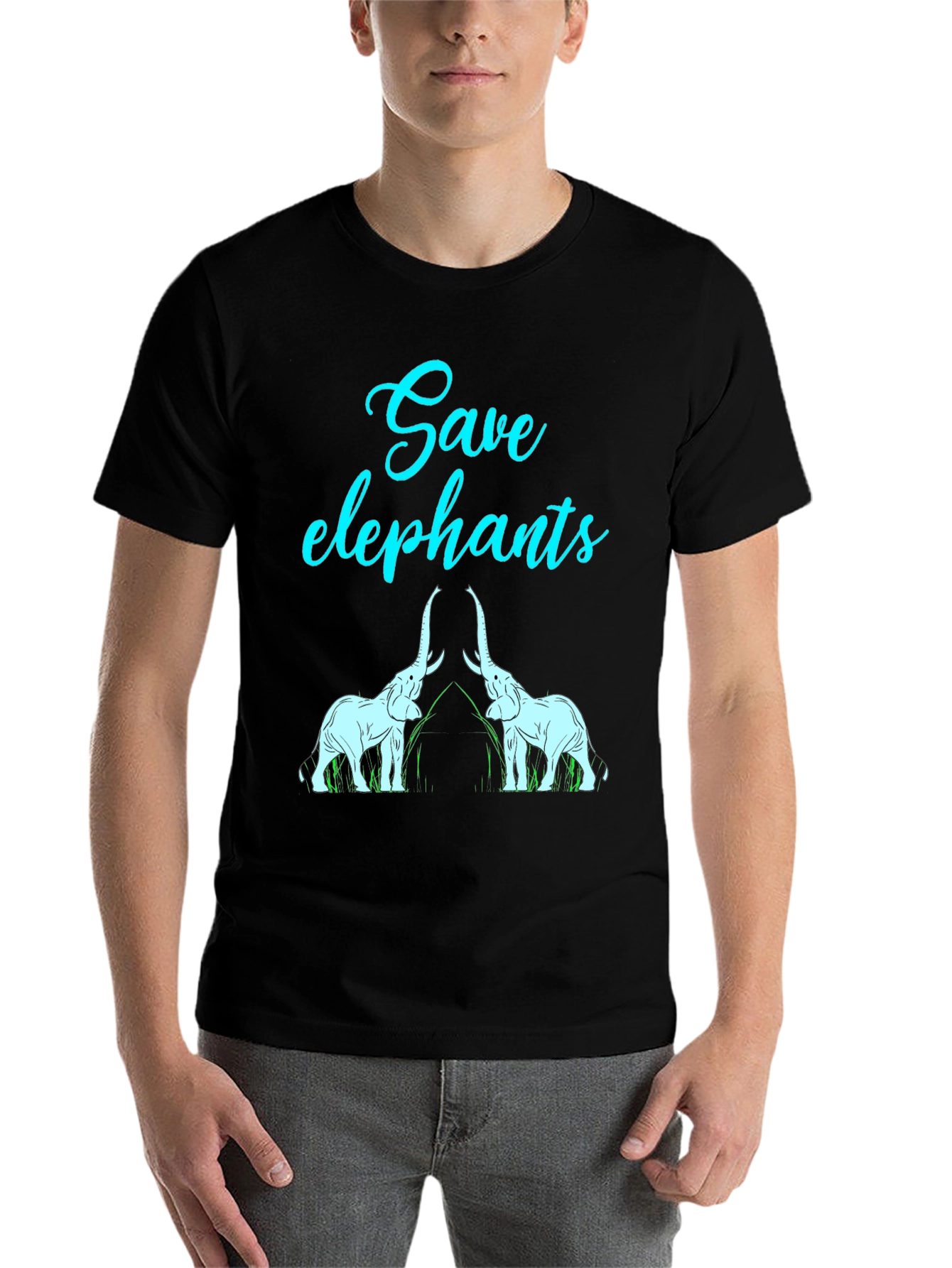 Black Save Elephants Graphic Tee - Wildlife Conservation T-Shirt view 7