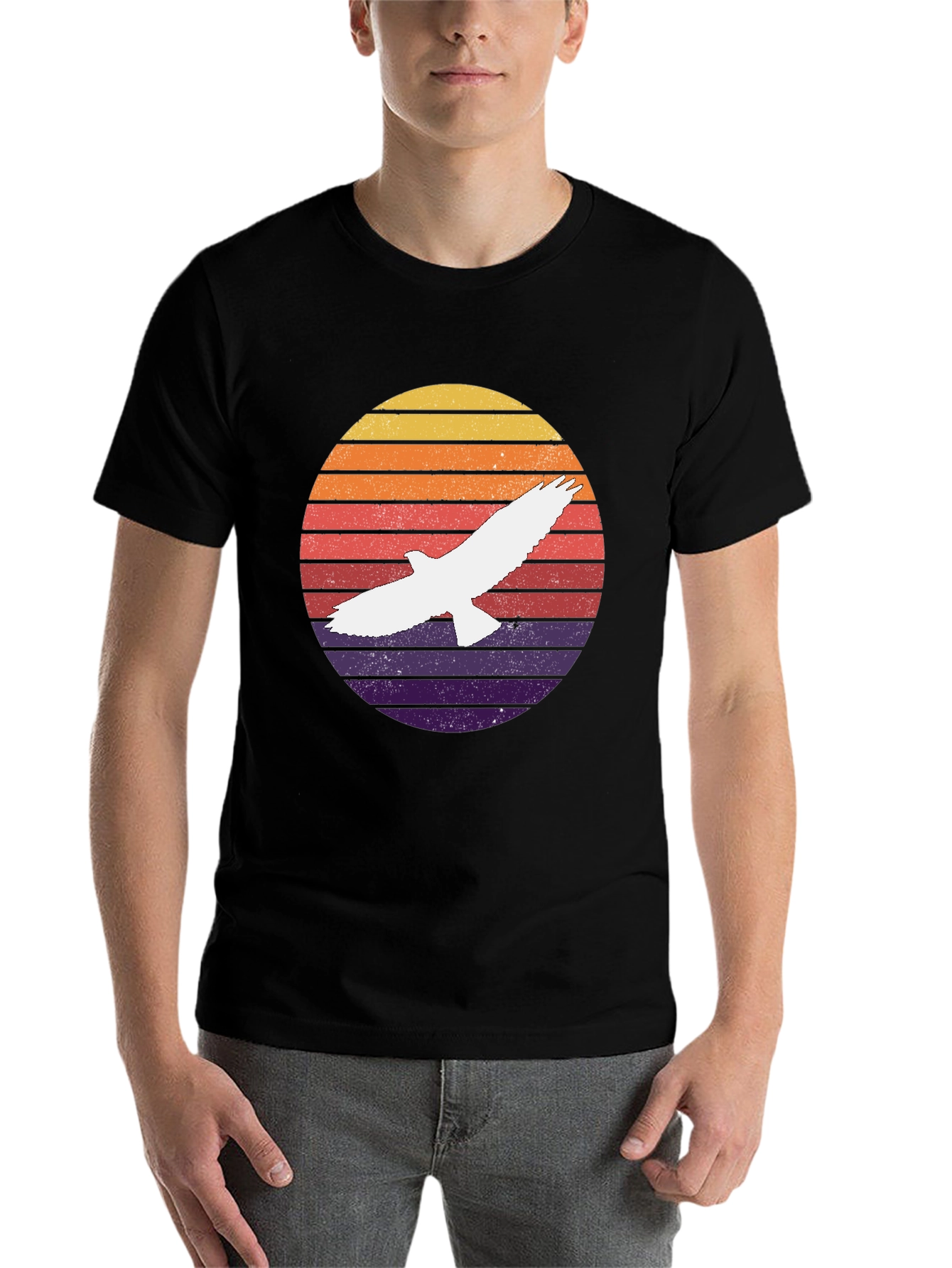 Black Retro Eagle Sunset T-Shirt view 7