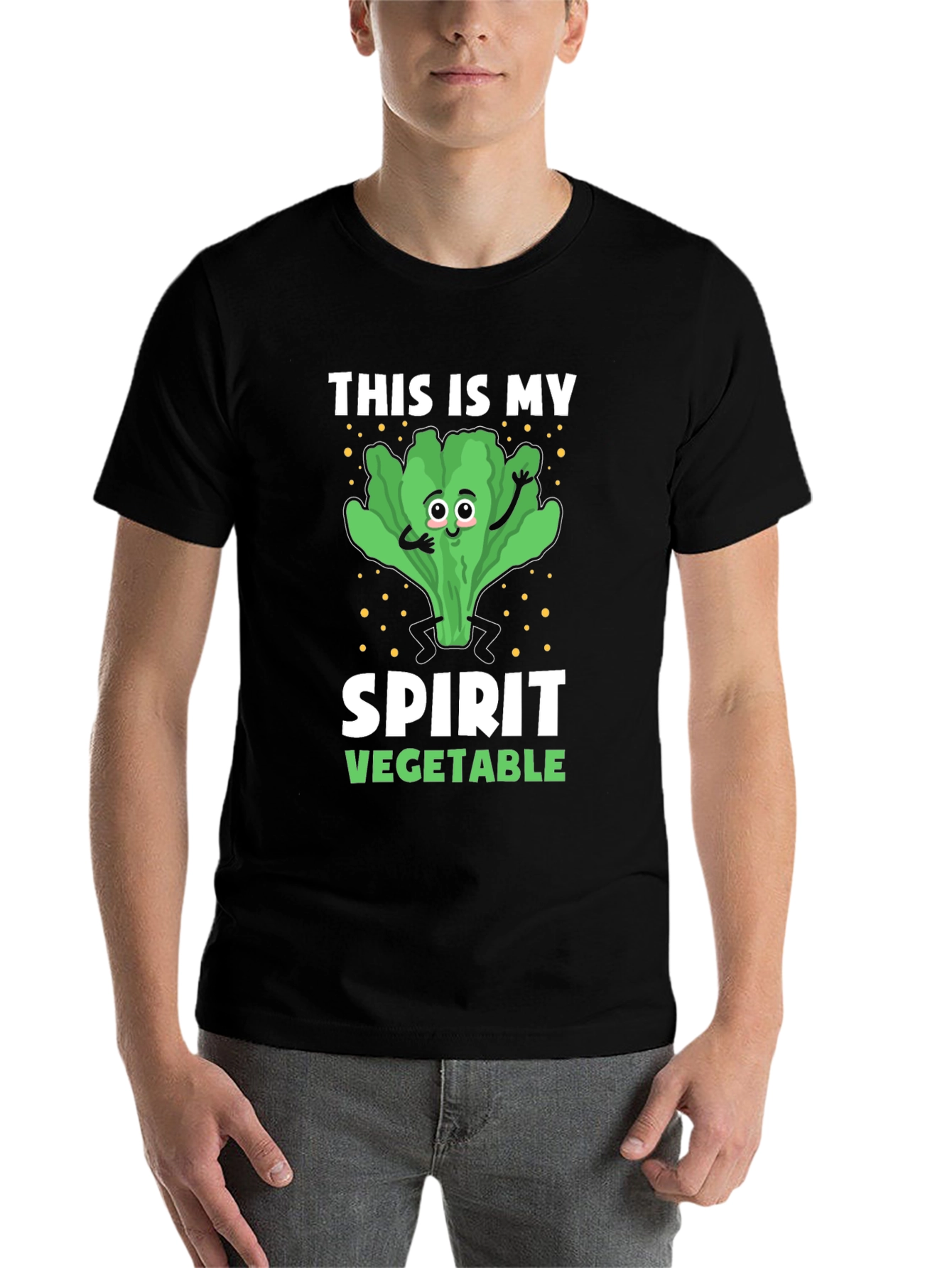Black Spirit Vegetable T-Shirt - Lettuce Design view 7