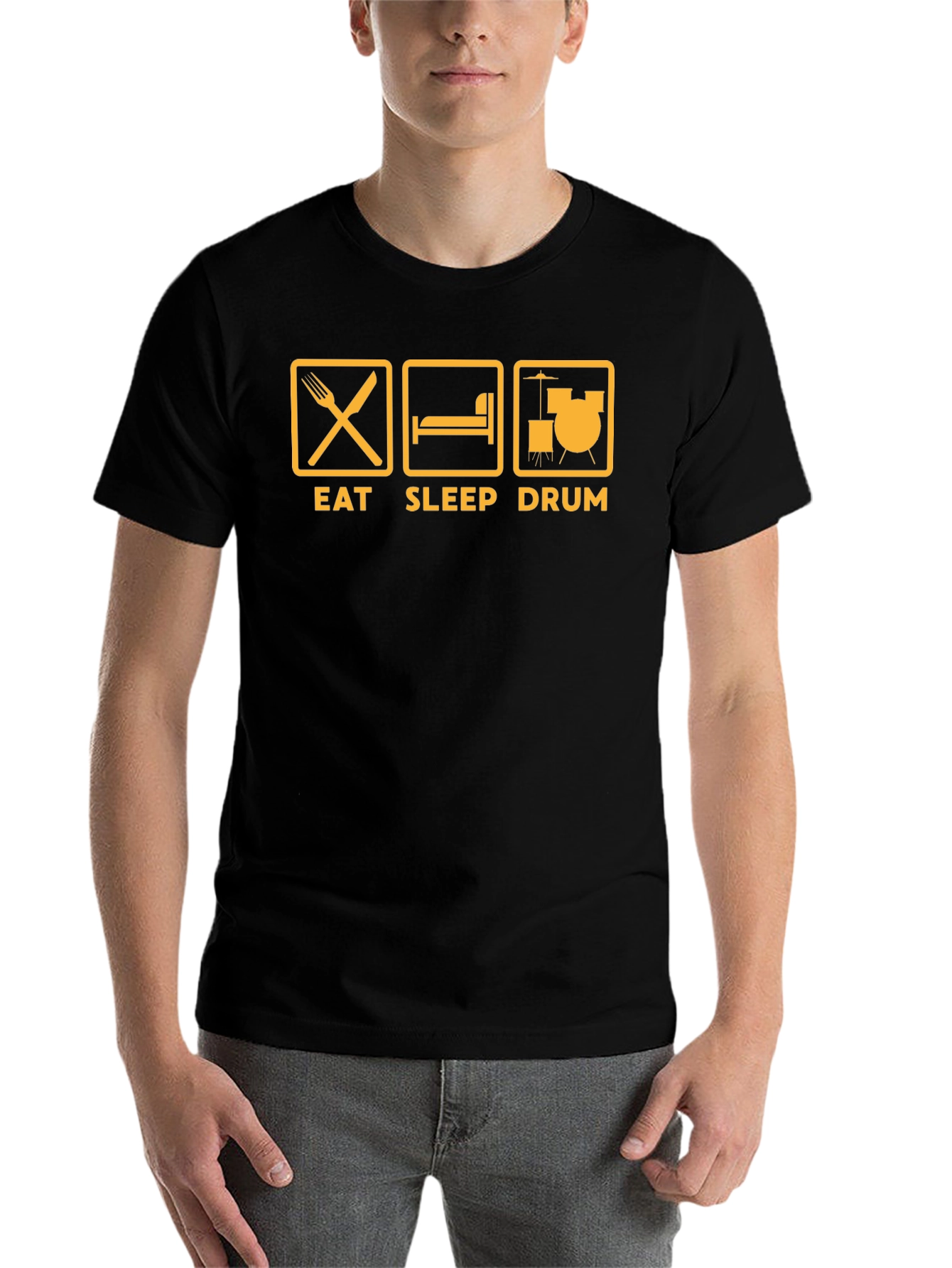 Black Eat Sleep Drum Black T-Shirt view 7
