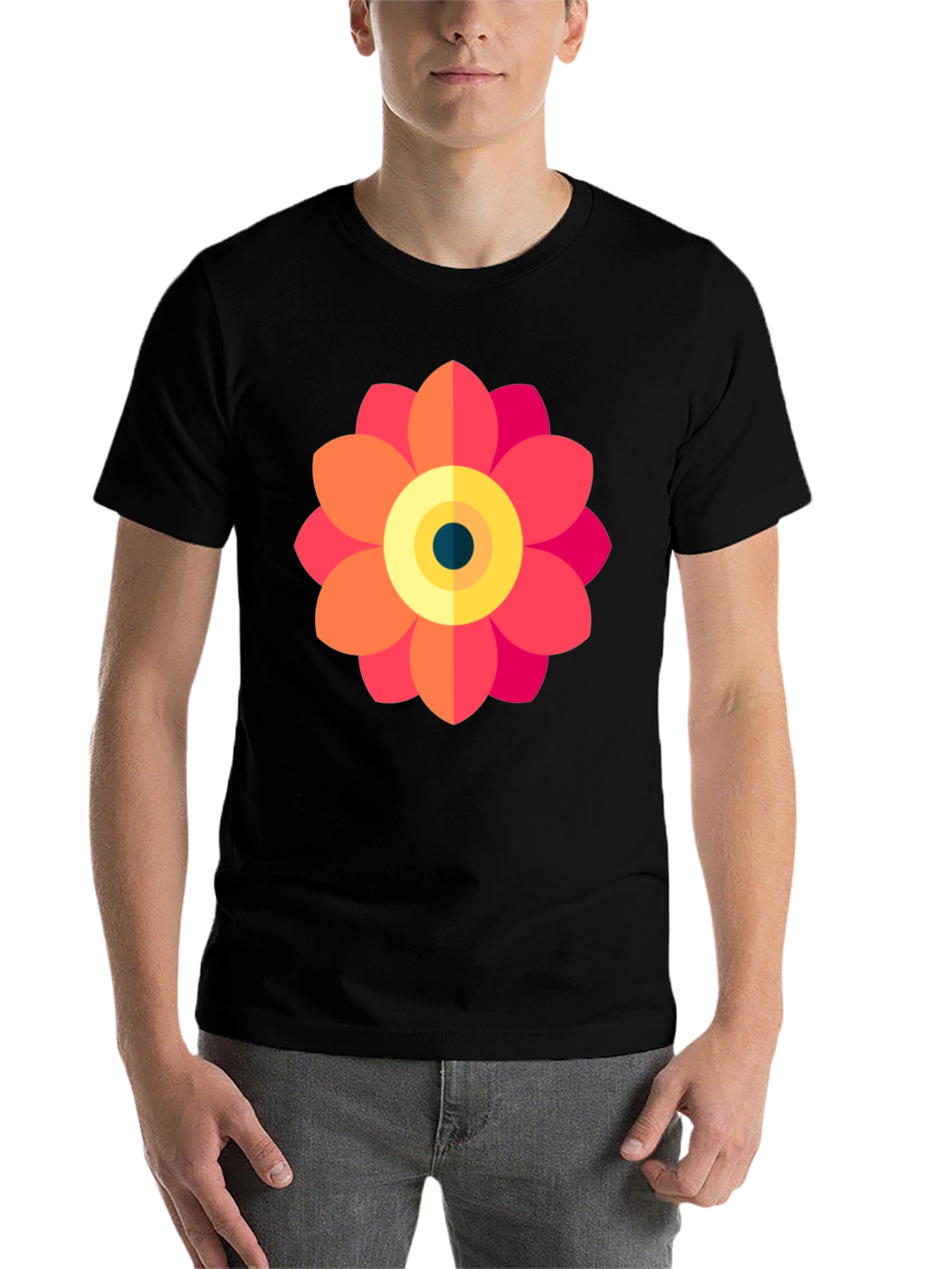 Black Floral Graphic Tee - Black Cotton Blend view 7
