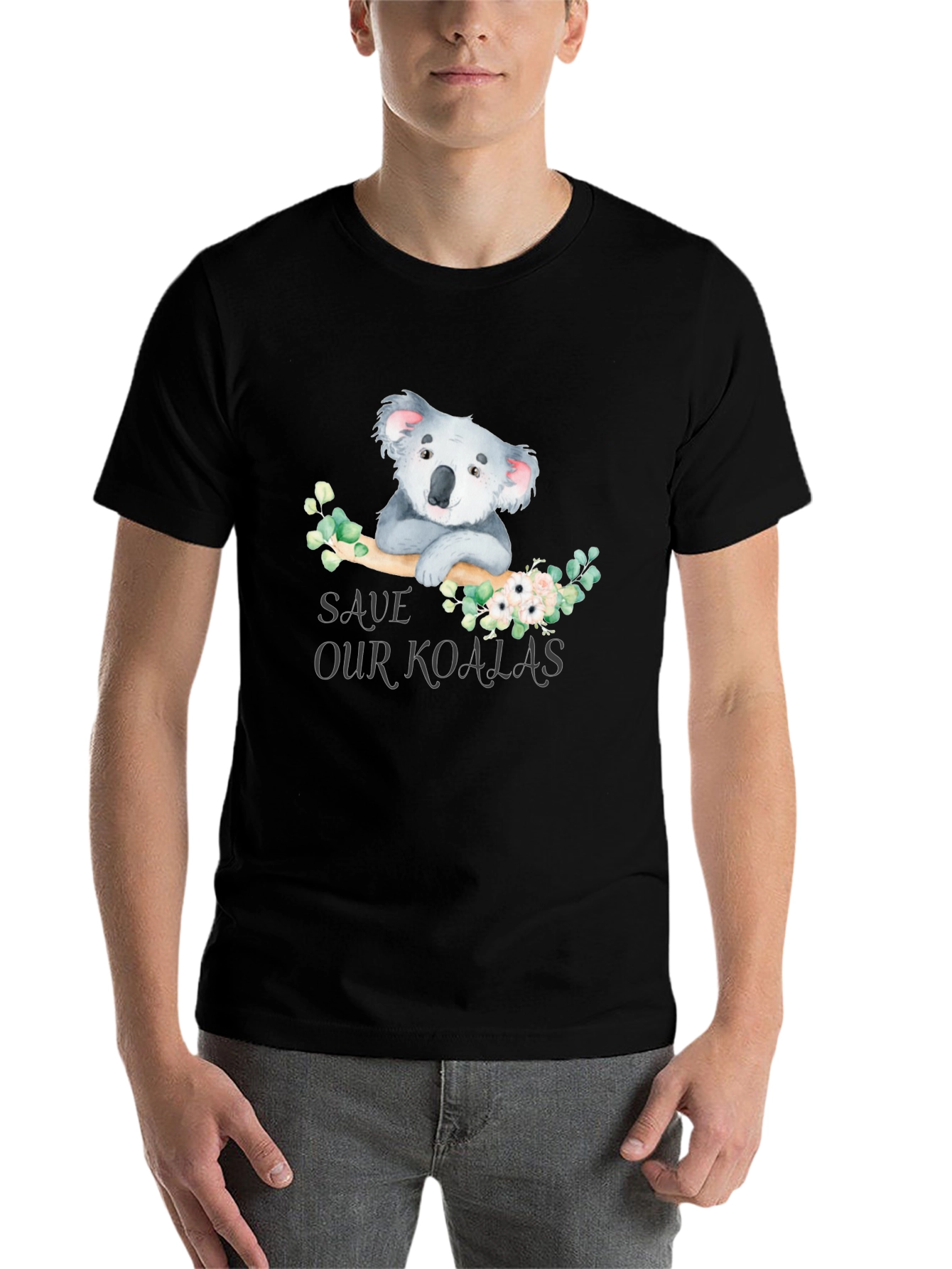 Black Save Our Koalas Graphic Tee - Soft Cotton view 7