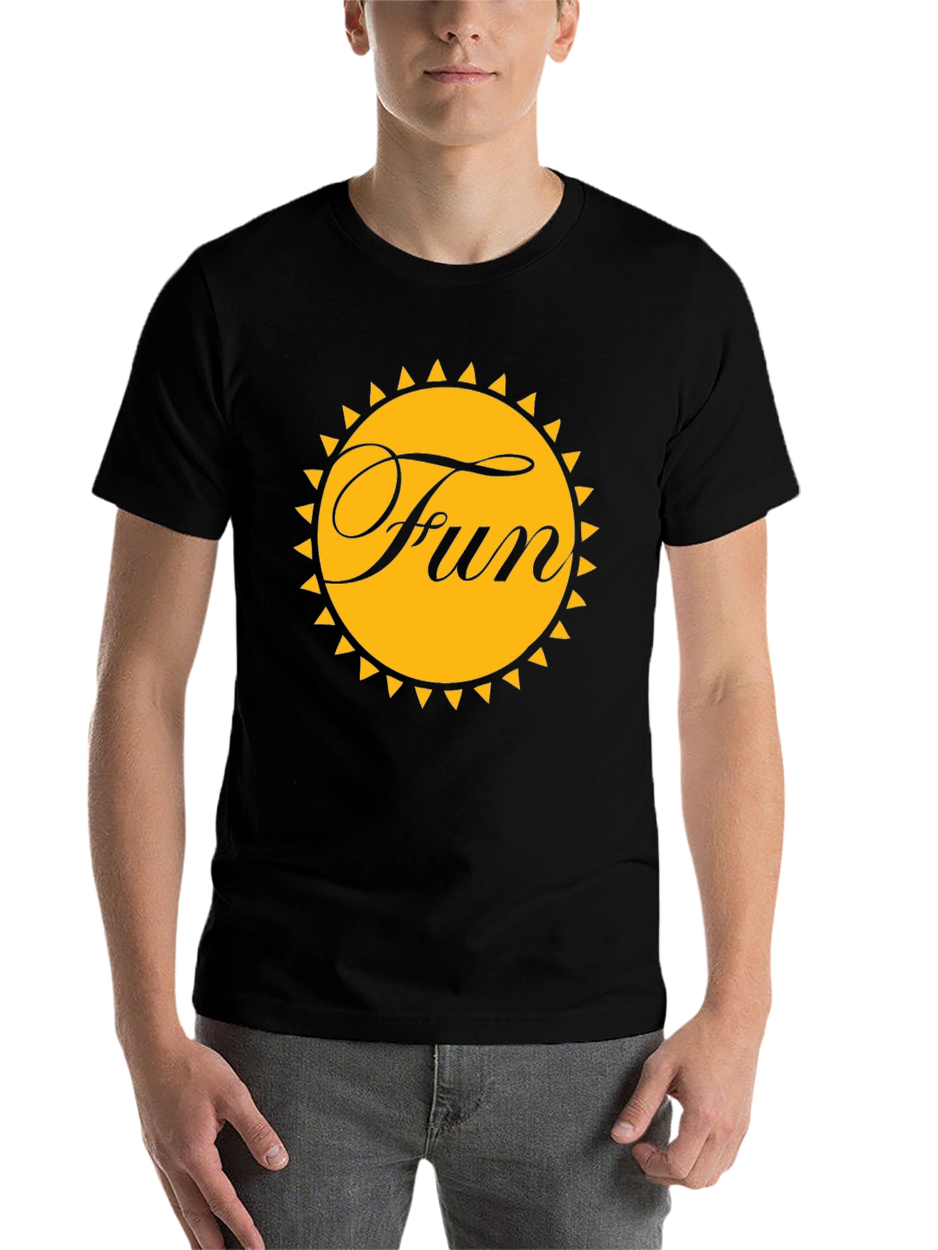 Black Fun Sun Graphic Tee - Black Cotton T-Shirt view 7