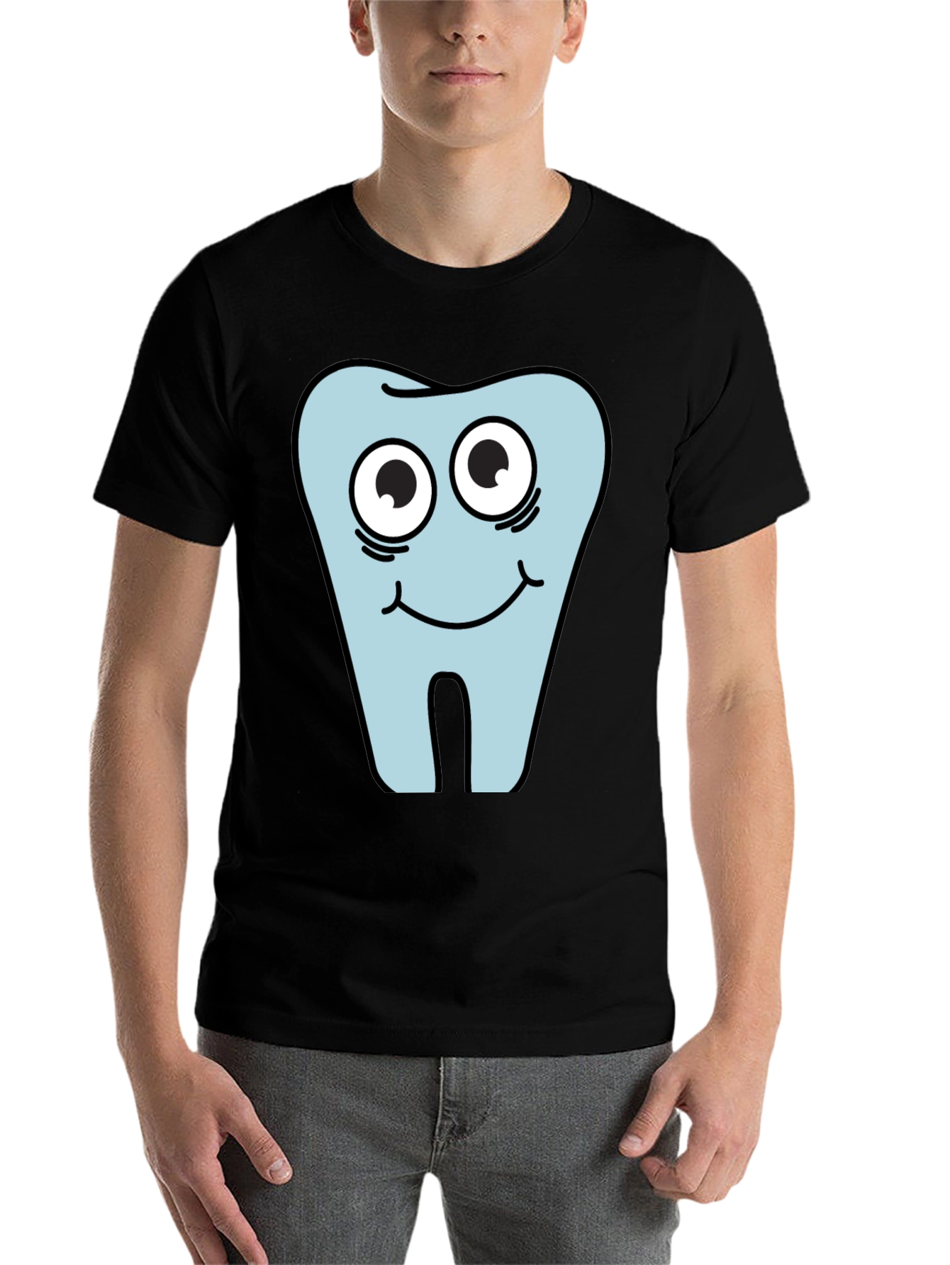 Black Funny Tooth Graphic Tee - Dental Humor Shirt view 7