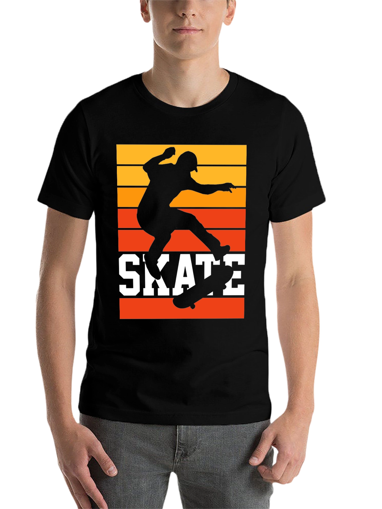 Black Retro Skate T-Shirt - Cool Skater Design view 7