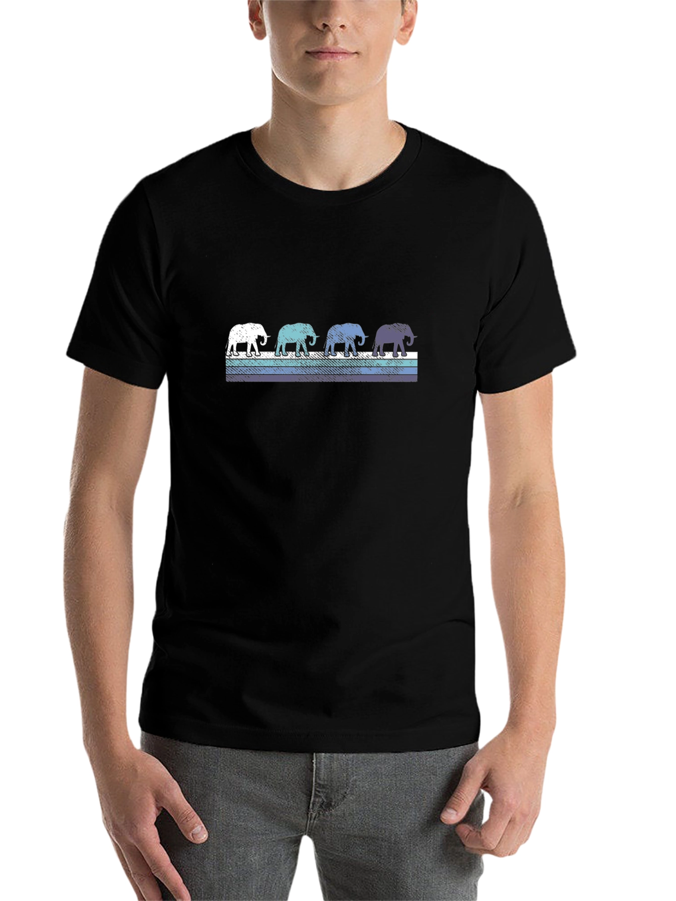 Black Retro Elephant Parade T-Shirt view 7