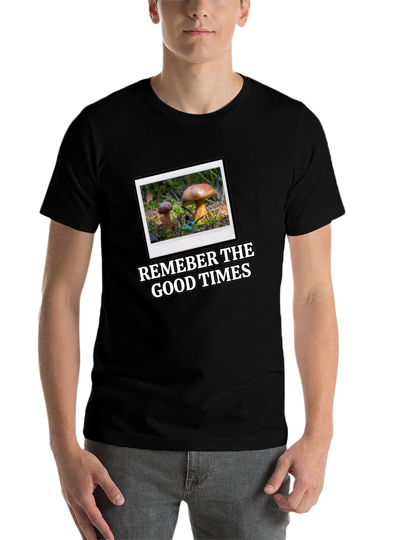 Black Mushroom Photo T-Shirt: Remember the Good Times! view 7