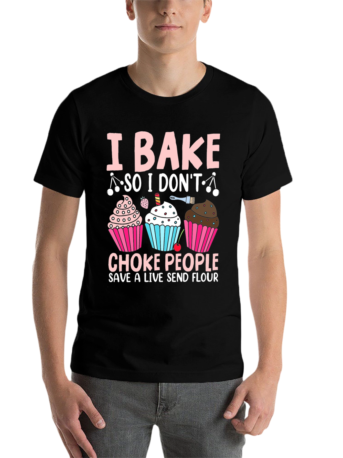 Black I Bake Funny T-Shirt view 7
