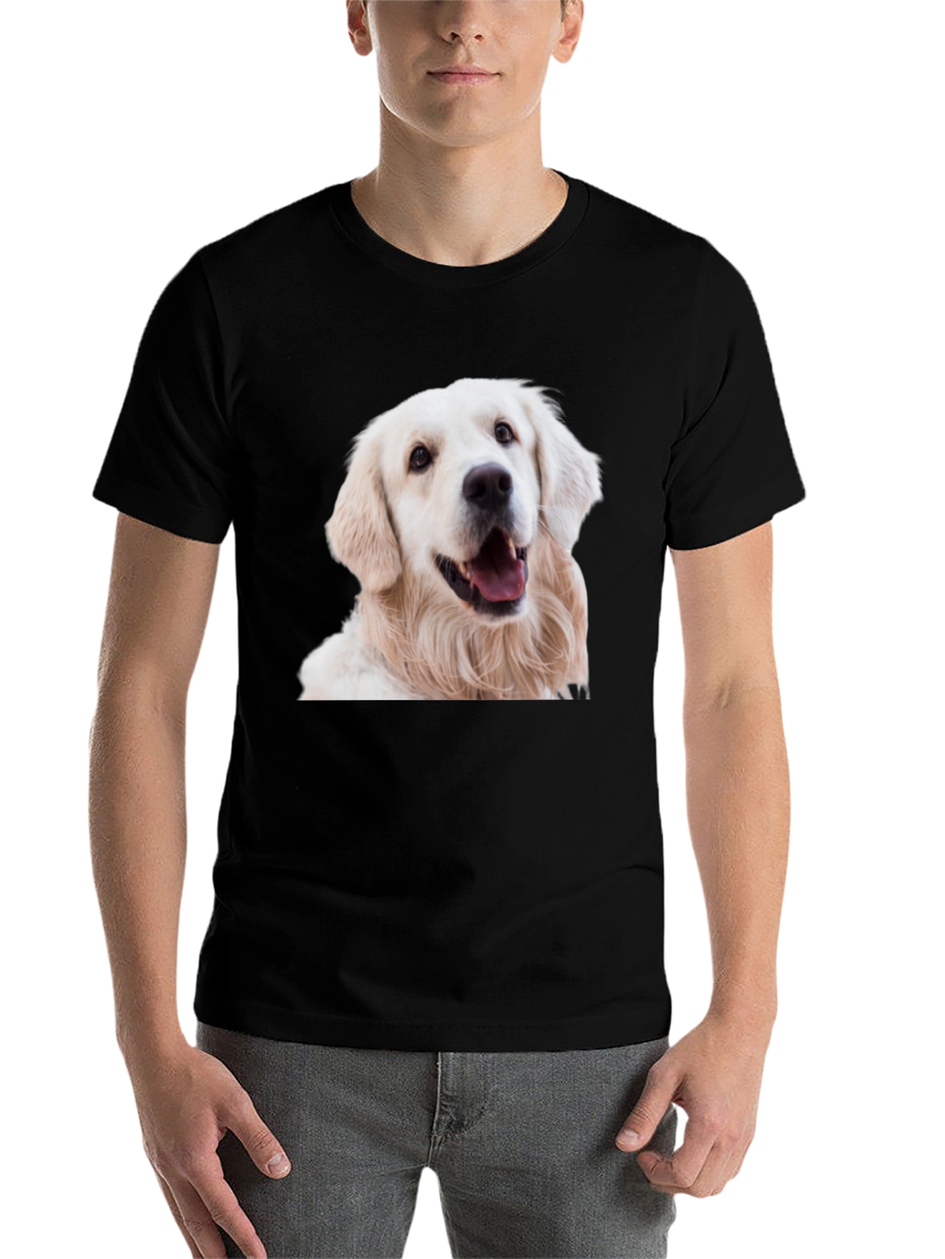 Black Golden Retriever Dog Graphic Black T-Shirt view 7