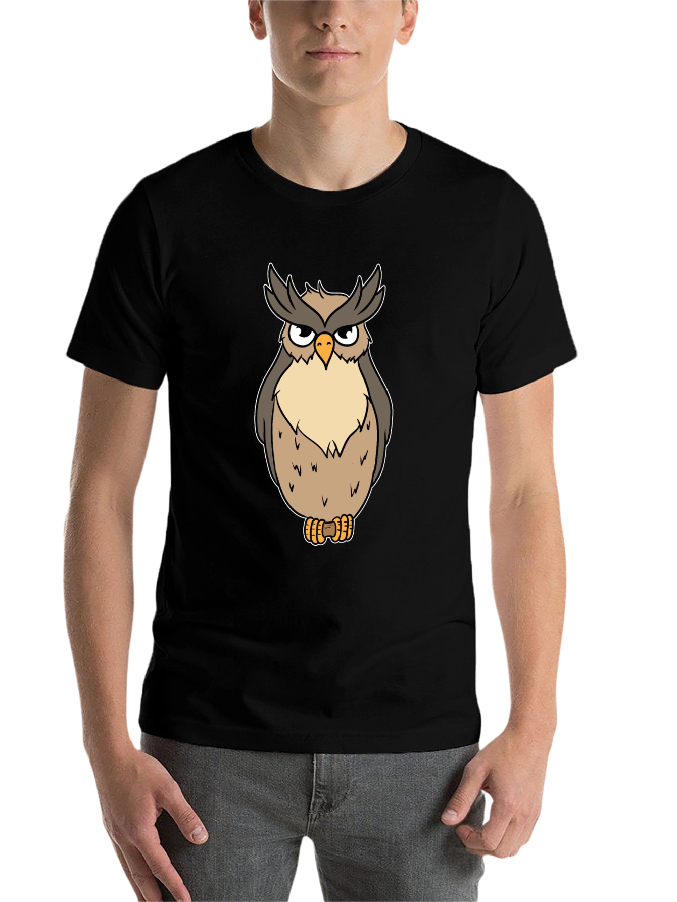 Black Owl Graphic T-Shirt - Men's Black Tee view 7