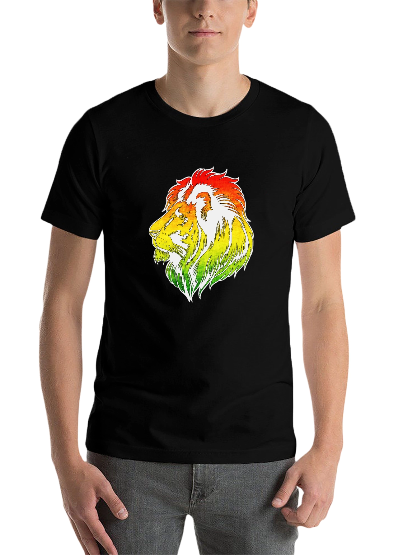 Black Rasta Lion Graphic T-Shirt - Reggae Style view 7