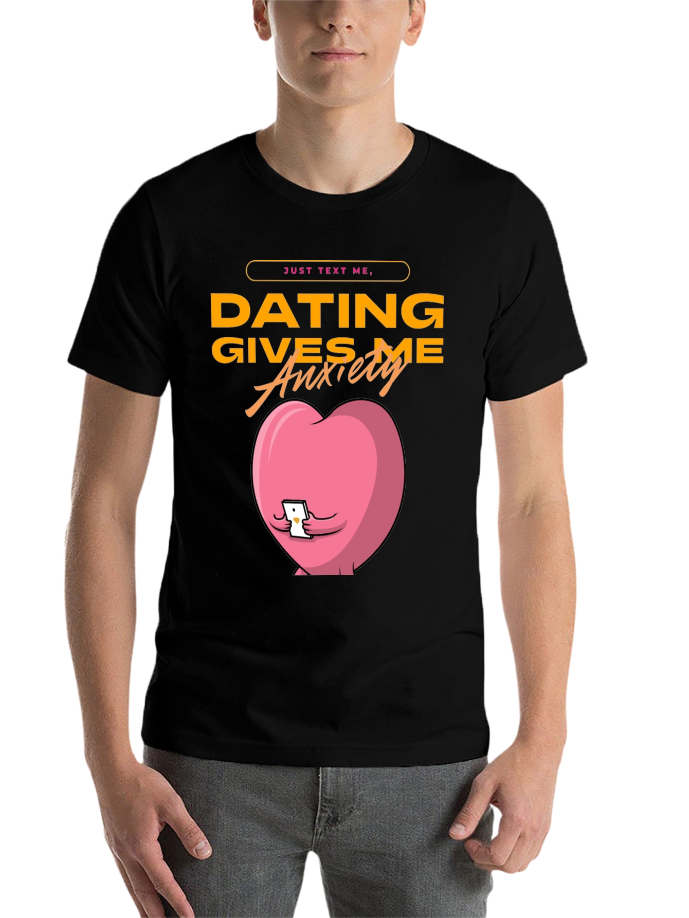 Black Dating Gives Me Anxiety T-Shirt - Funny Graphic Tee view 7