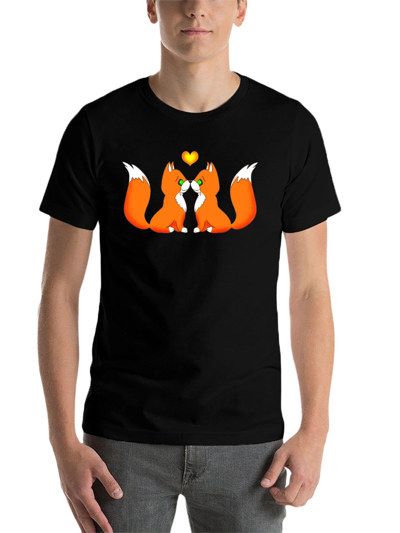 Black Fox Lover's Black T-Shirt view 7