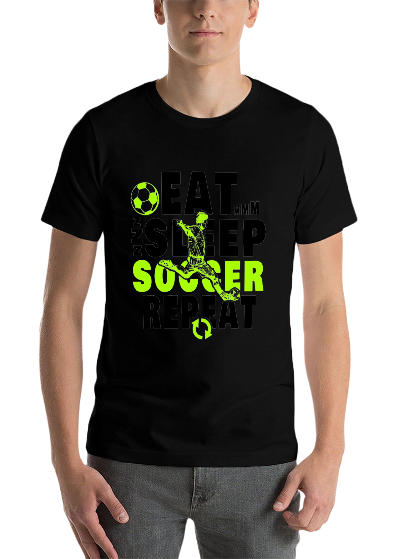 Black Eat Sleep Soccer Repeat Graphic T-Shirt view 7