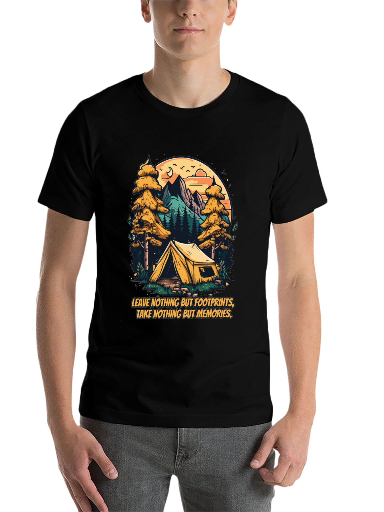 Black Nature Camping Graphic Tee view 7
