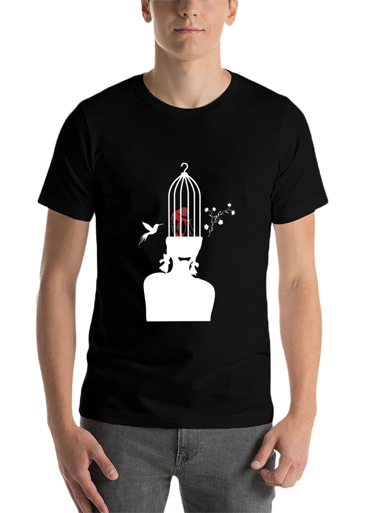 Black Artistic Birdcage Mind T-Shirt view 7