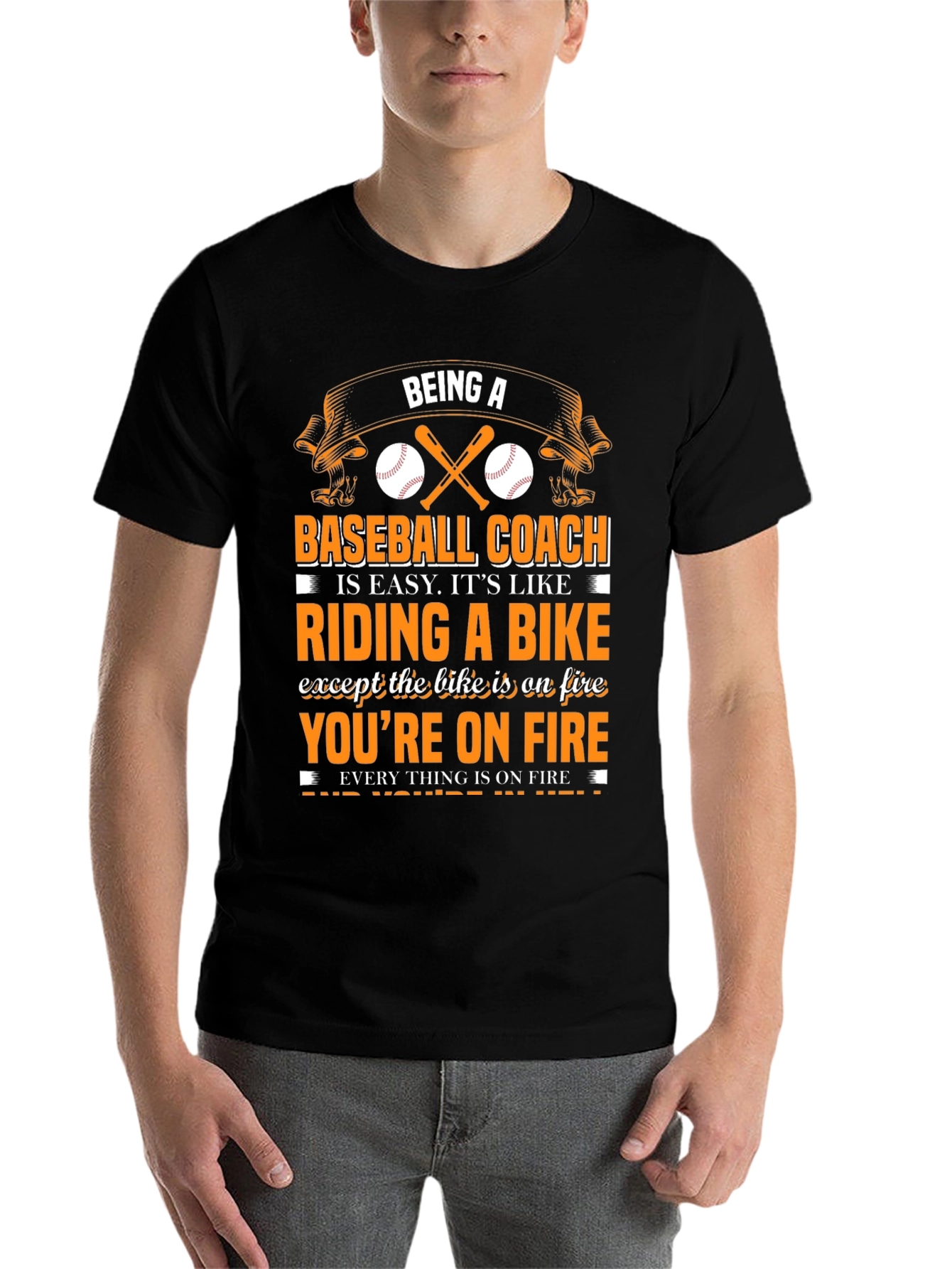Black Being A Baseball Coach T-Shirt view 7