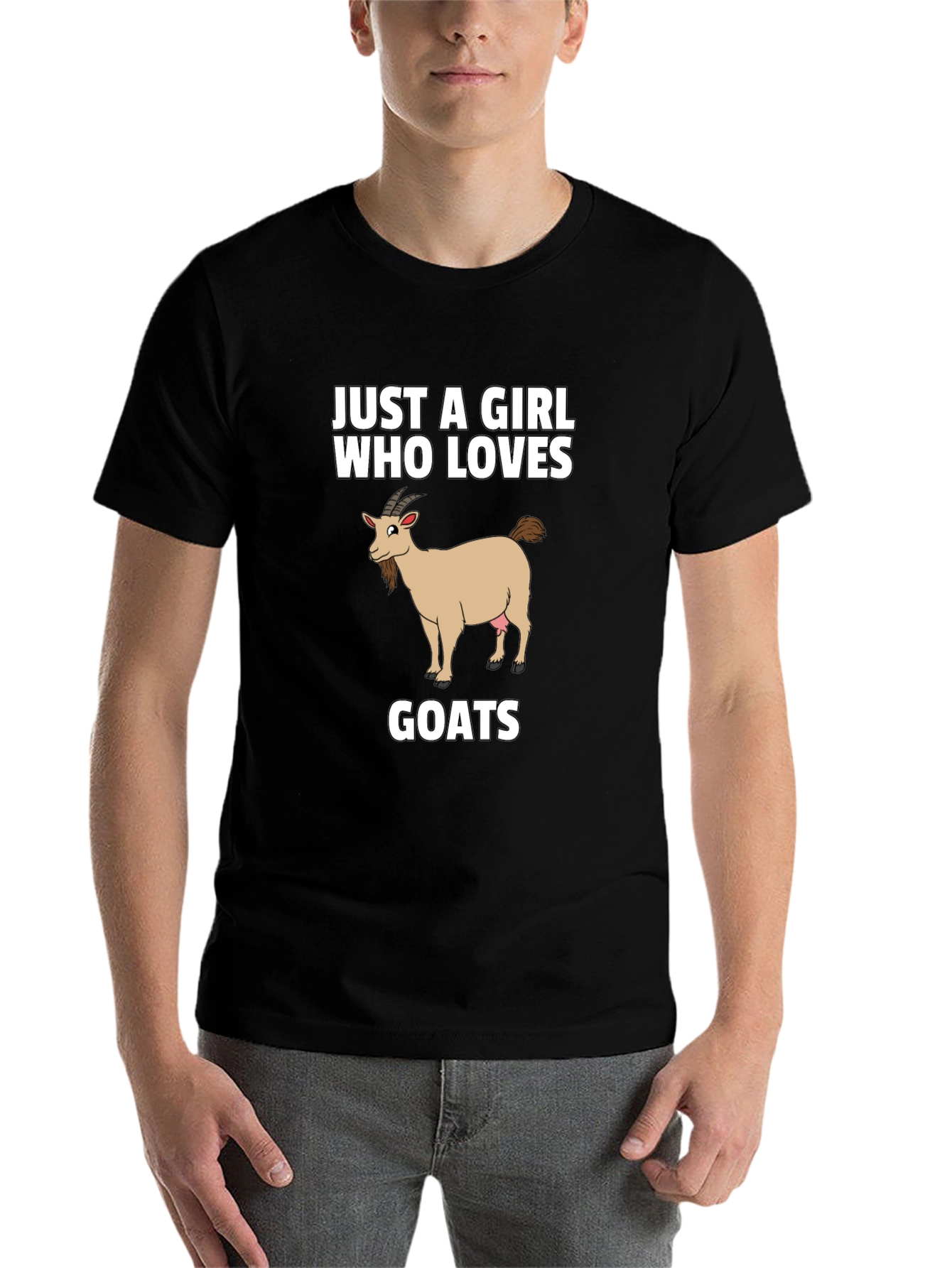 Black Just A Girl Who Loves Goats - Graphic T-Shirt view 7