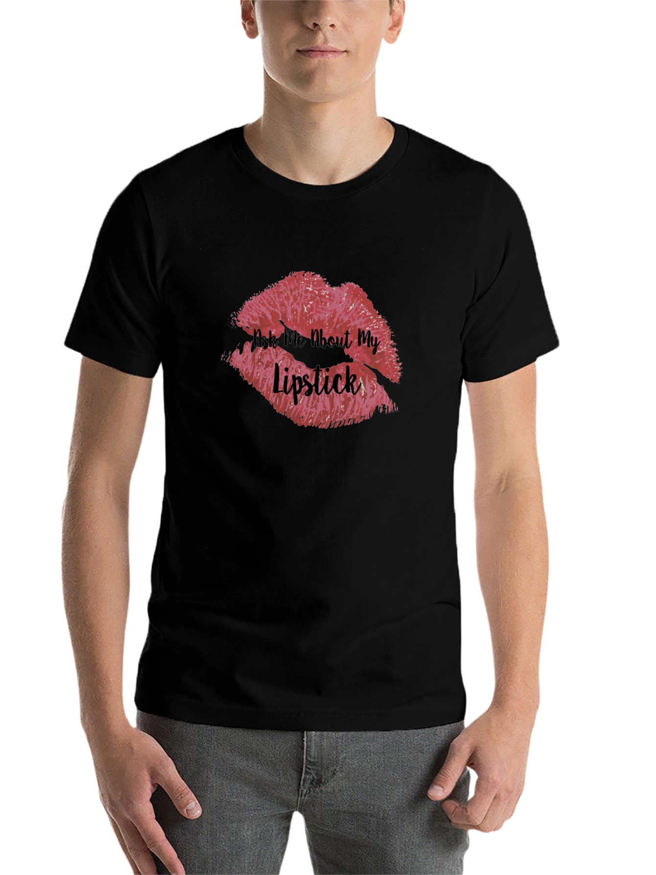 Black Ask Me About My Lipstick T-Shirt view 7