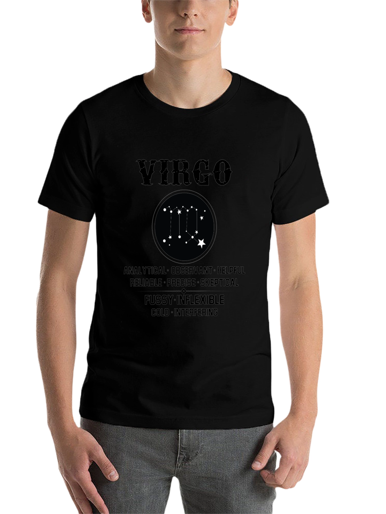 Black Virgo Zodiac Sign T-Shirt view 7
