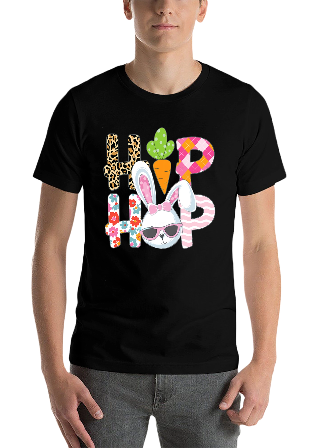 Black Hop Hip Easter Bunny T-Shirt view 7