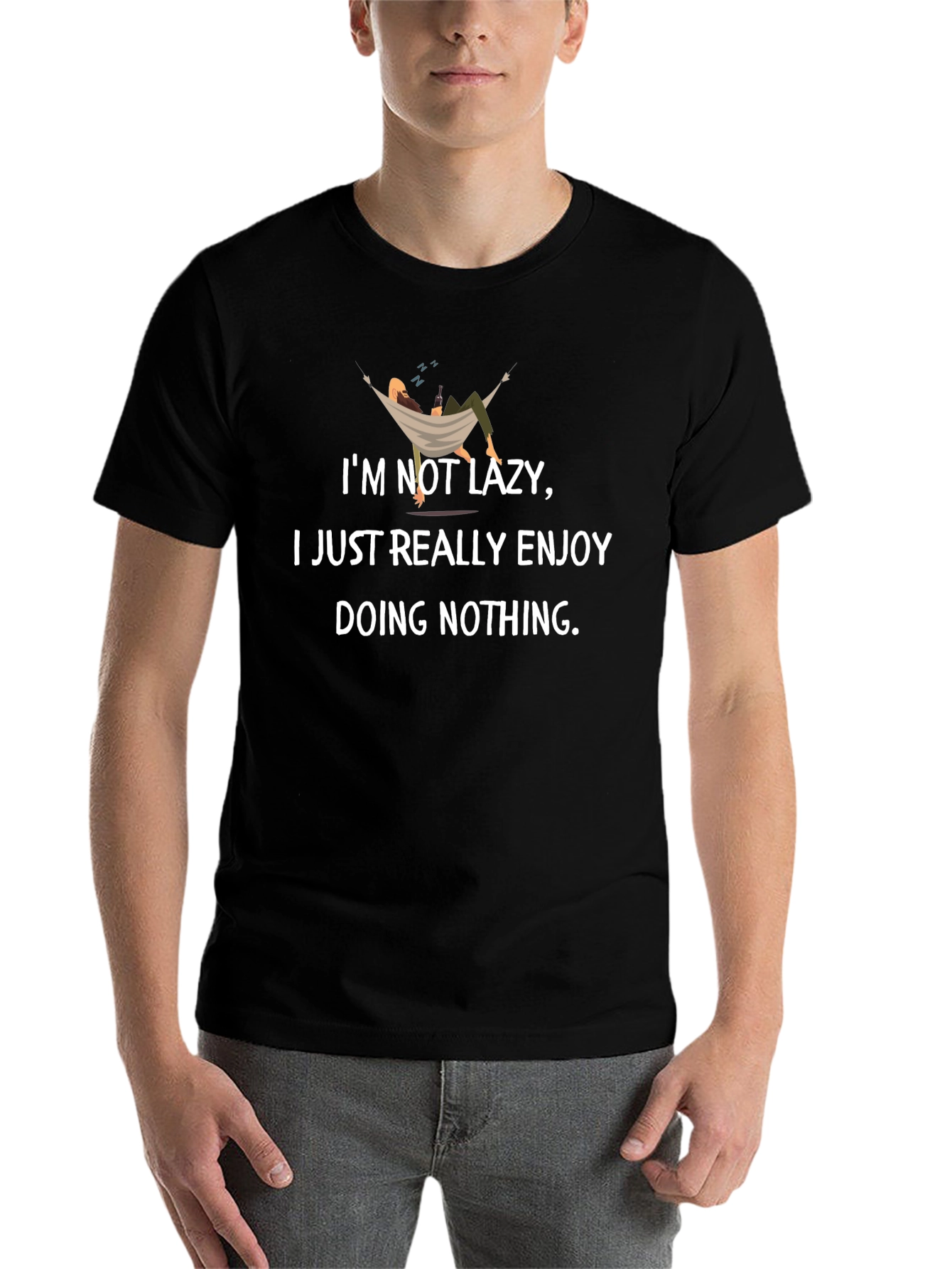Black Lazy Enjoyment T-Shirt - Doing Nothing view 7