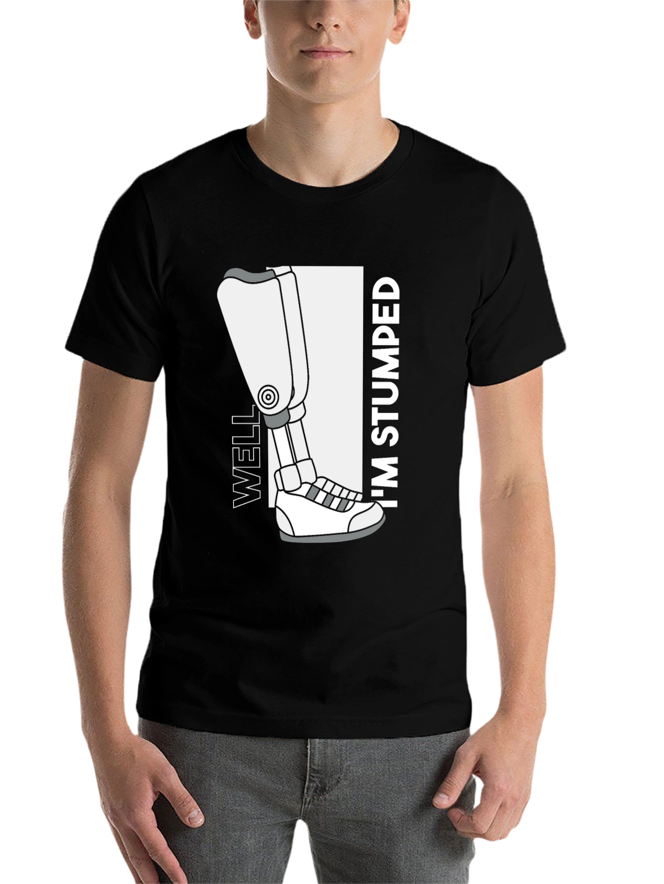 Black Well I'm Stumped Amputee Humor Graphic T-Shirt view 7