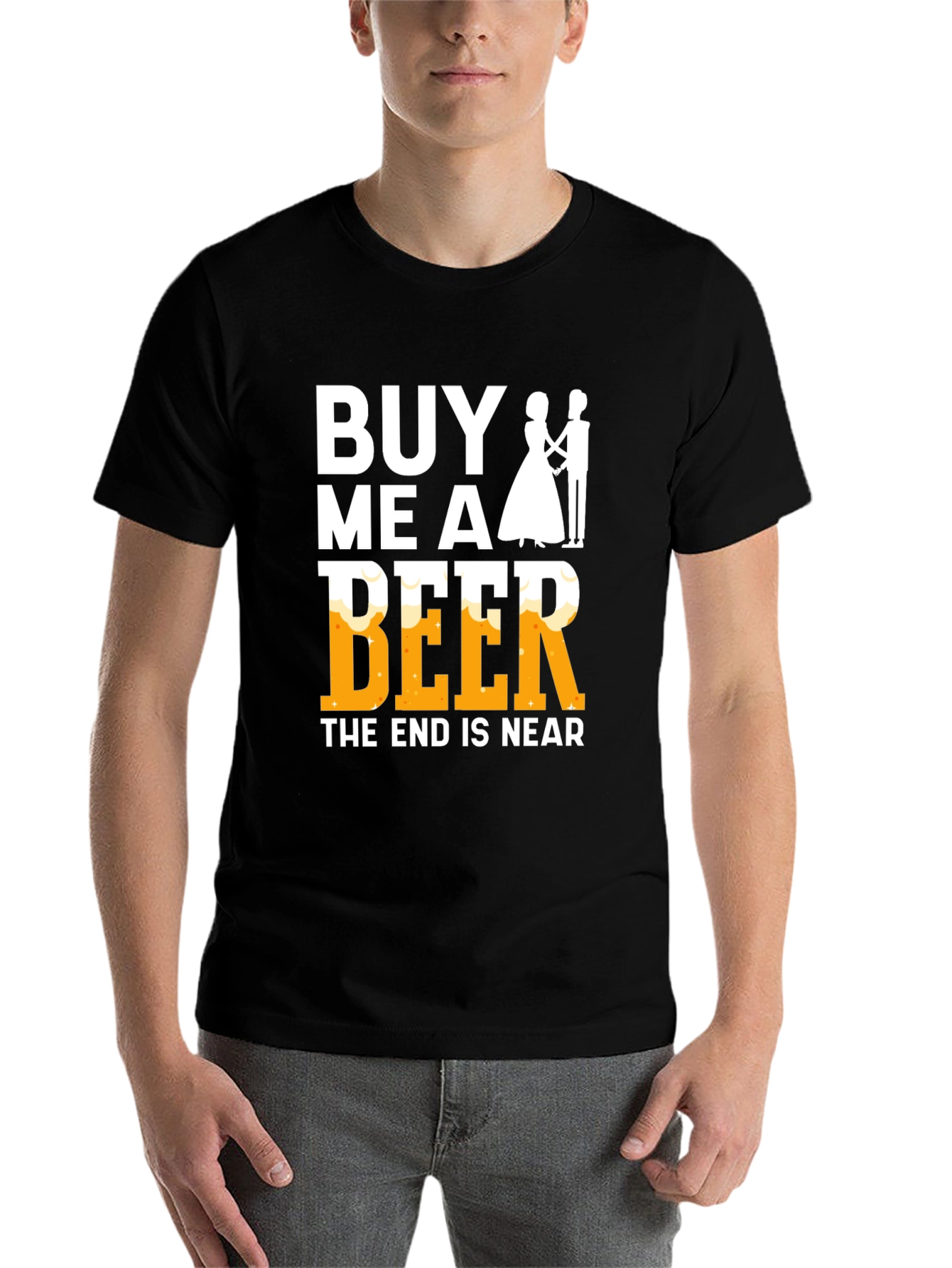 Black Buy Me A Beer - Funny Wedding T-Shirt view 7