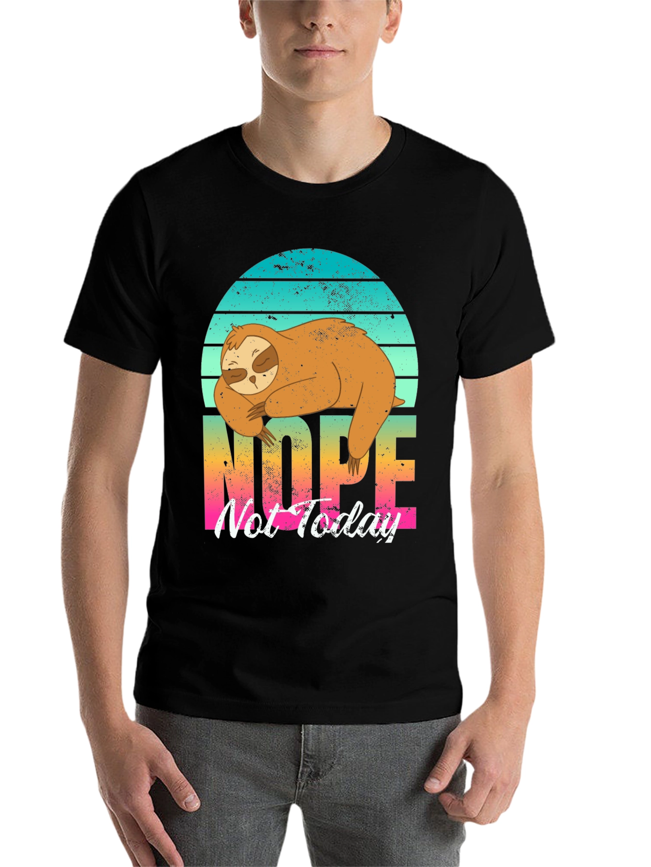 Black Nope Sloth Graphic Tee - Lazy Day Comfort view 7