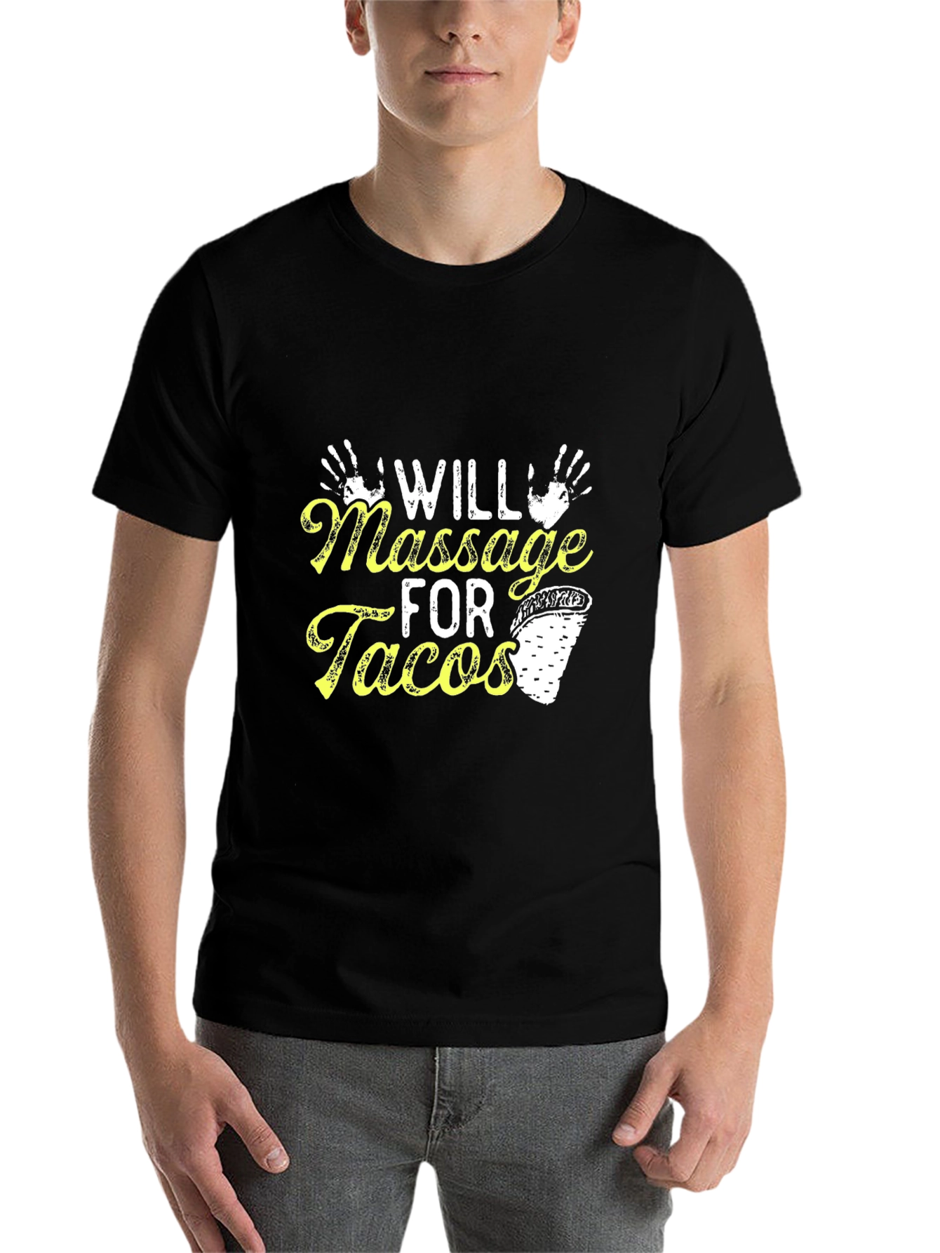 Black Massage for Tacos Black T-Shirt view 7